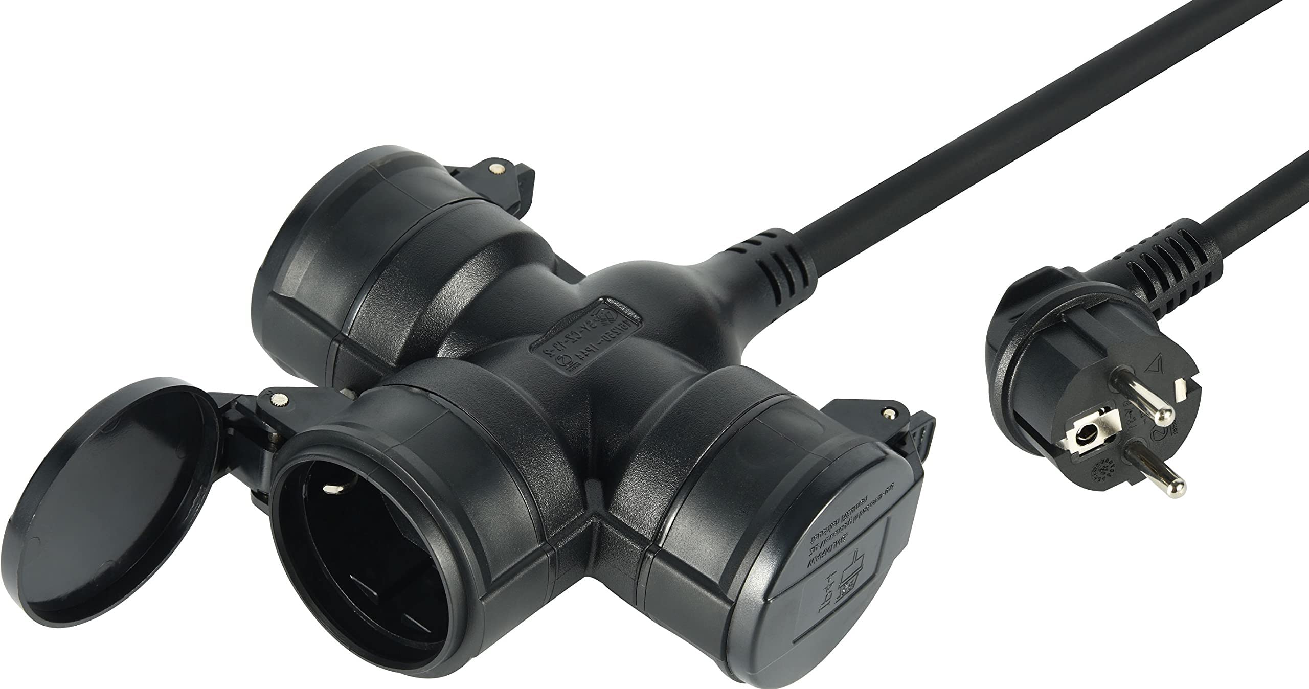 Electraline 55095 Construction Site Extension Cable 1.4 m Cable H07RN-F3G1.5 with Triple Rubber Coupling IP44 for Outdoor Use, Black, Triple Verdreifachen - Image 3