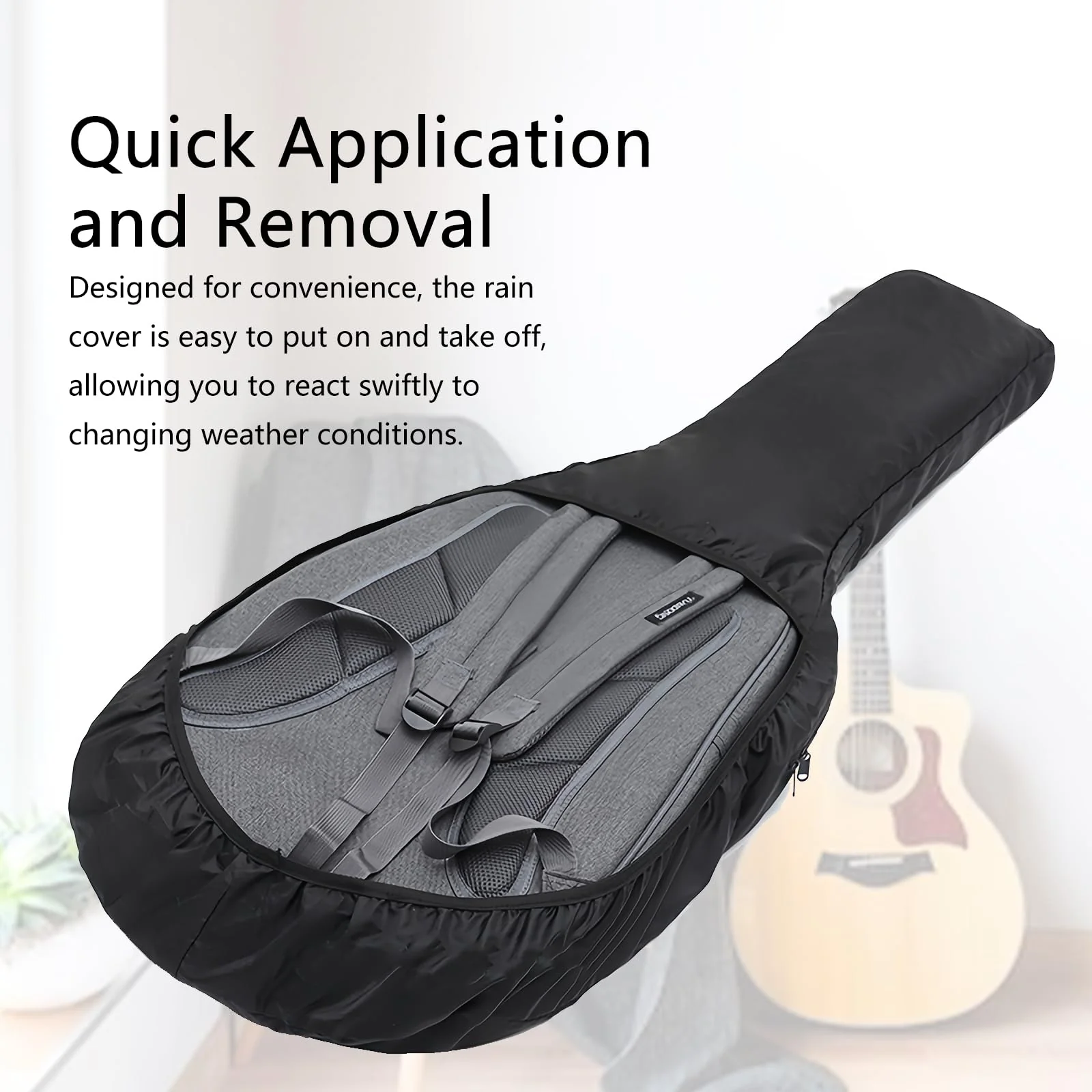 Electric Bass Bag Rain Cover - Waterproof Protection, Lightweight Foldable Design, Black Electric Bass - Image 3