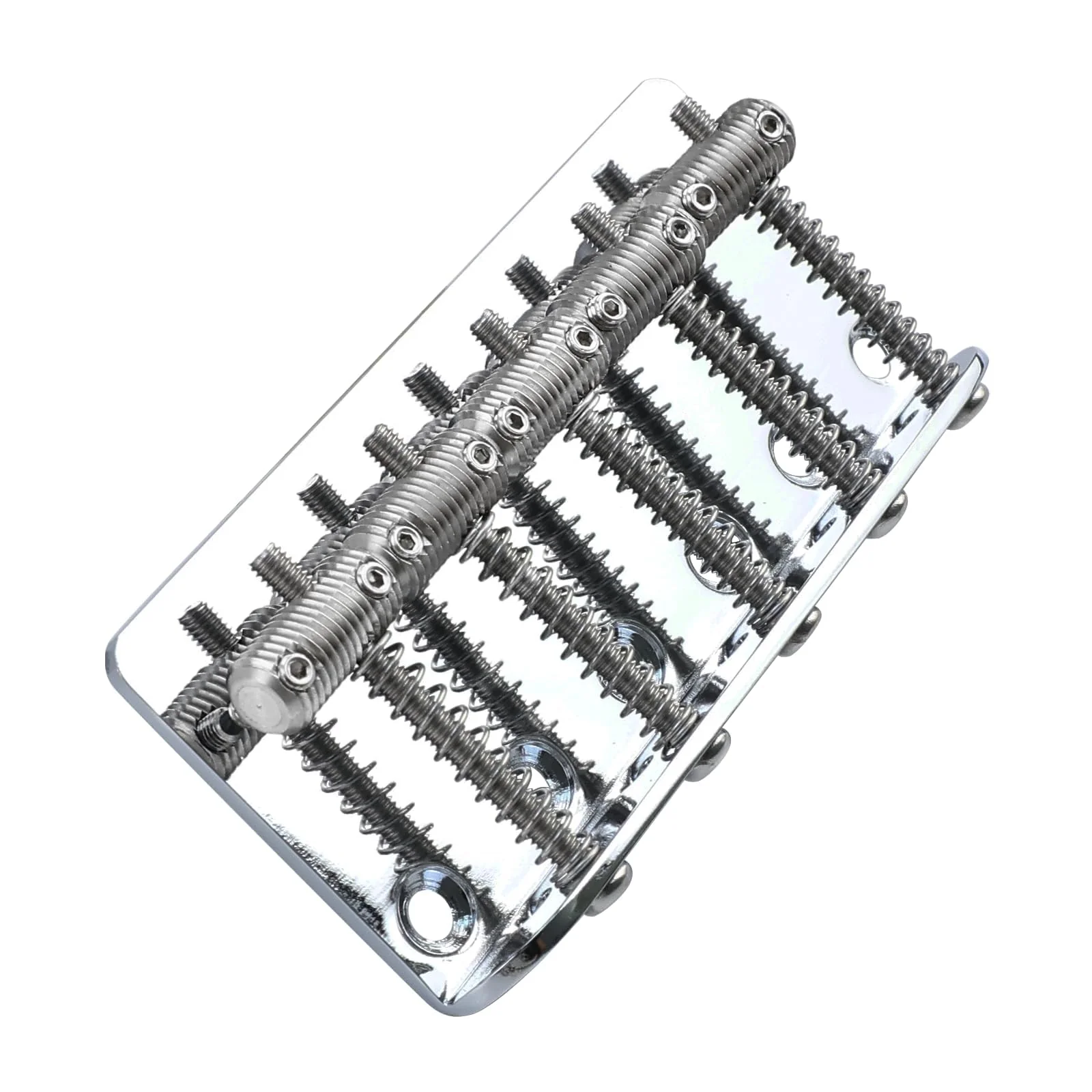 Electric Bass Guitar Bridge with Stainless Steel Threaded Saddles Plate 5 String Fixed Bridge Compatible with Vintage style Fender Jazz Precision Bass Bridge Replacement Parts Chrome 5 Piece - Image 8