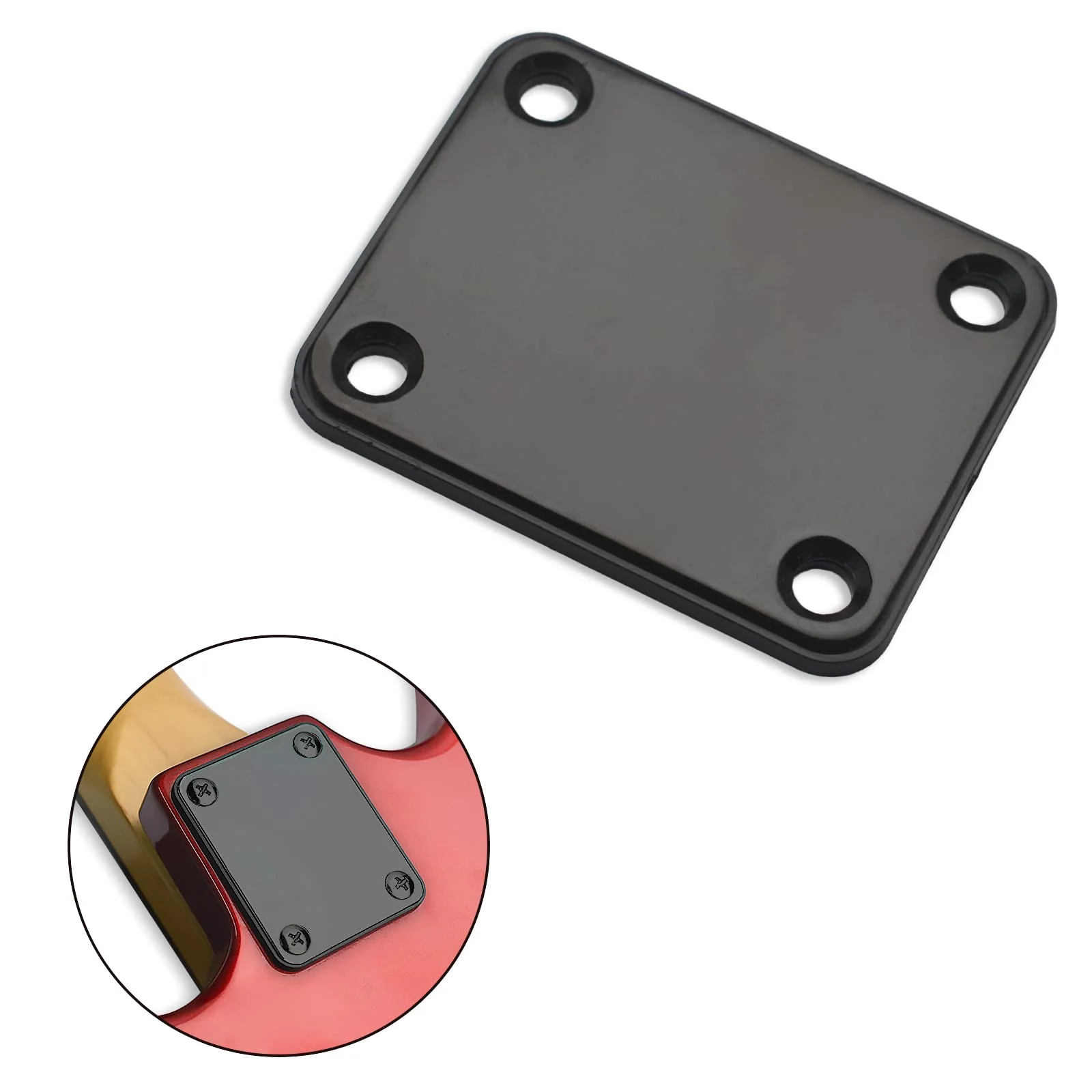 Electric Bass Guitar Neck plate Guitar Neck Joint Connecting Strengthen Plate Guitar Parts (Black) Black - Image 3