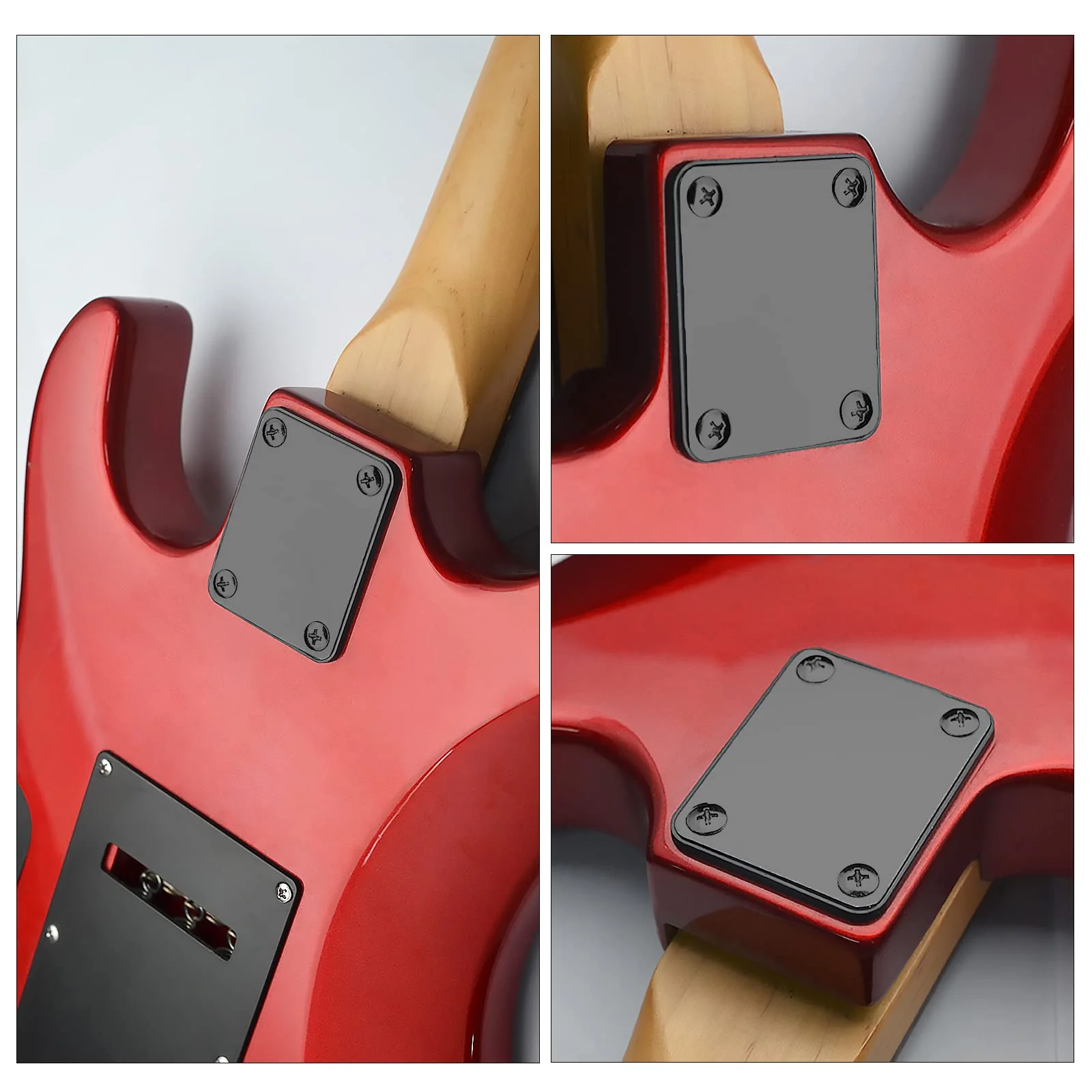 Electric Bass Guitar Neck plate Guitar Neck Joint Connecting Strengthen Plate Guitar Parts (Black) Black - Image 4