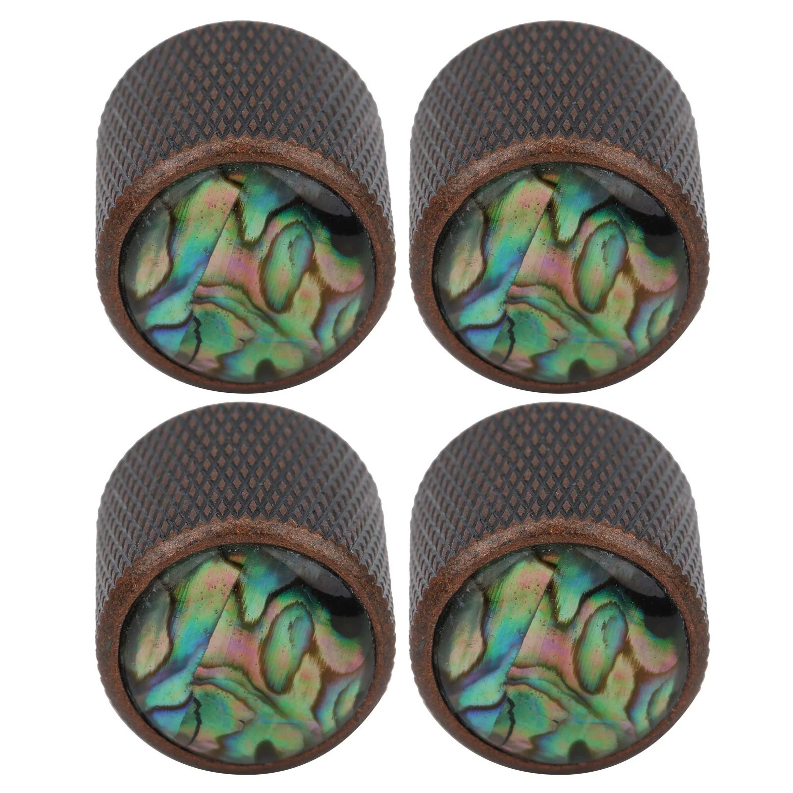 Electric Bass Knob, 4 Pcs Metal Electric Bass Knob Dome Metal High-End Shell Inlaid Tone Volume Control Guitar Parts(Color Shell Bronze) - Image 2