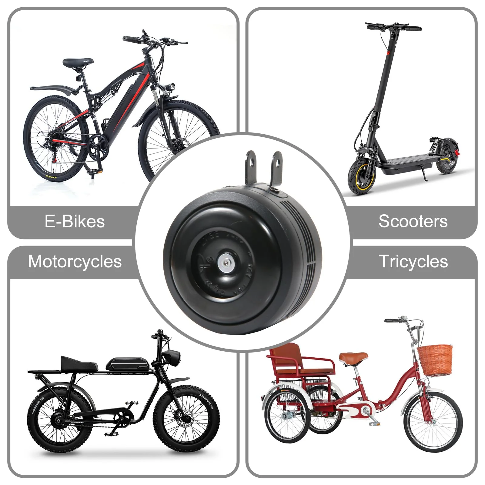 Electric Bike Horn and Alarm System, 125dB, USB-Rechargeable, Waterproof, Remote Control - Image 8