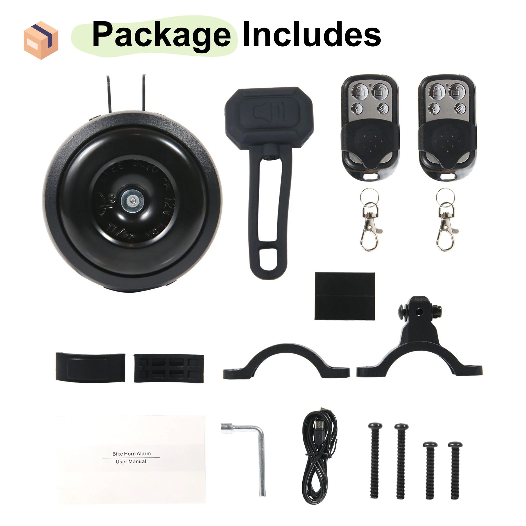 Electric Bike Horn and Alarm System, 125dB, USB-Rechargeable, Waterproof, Remote Control - Image 9