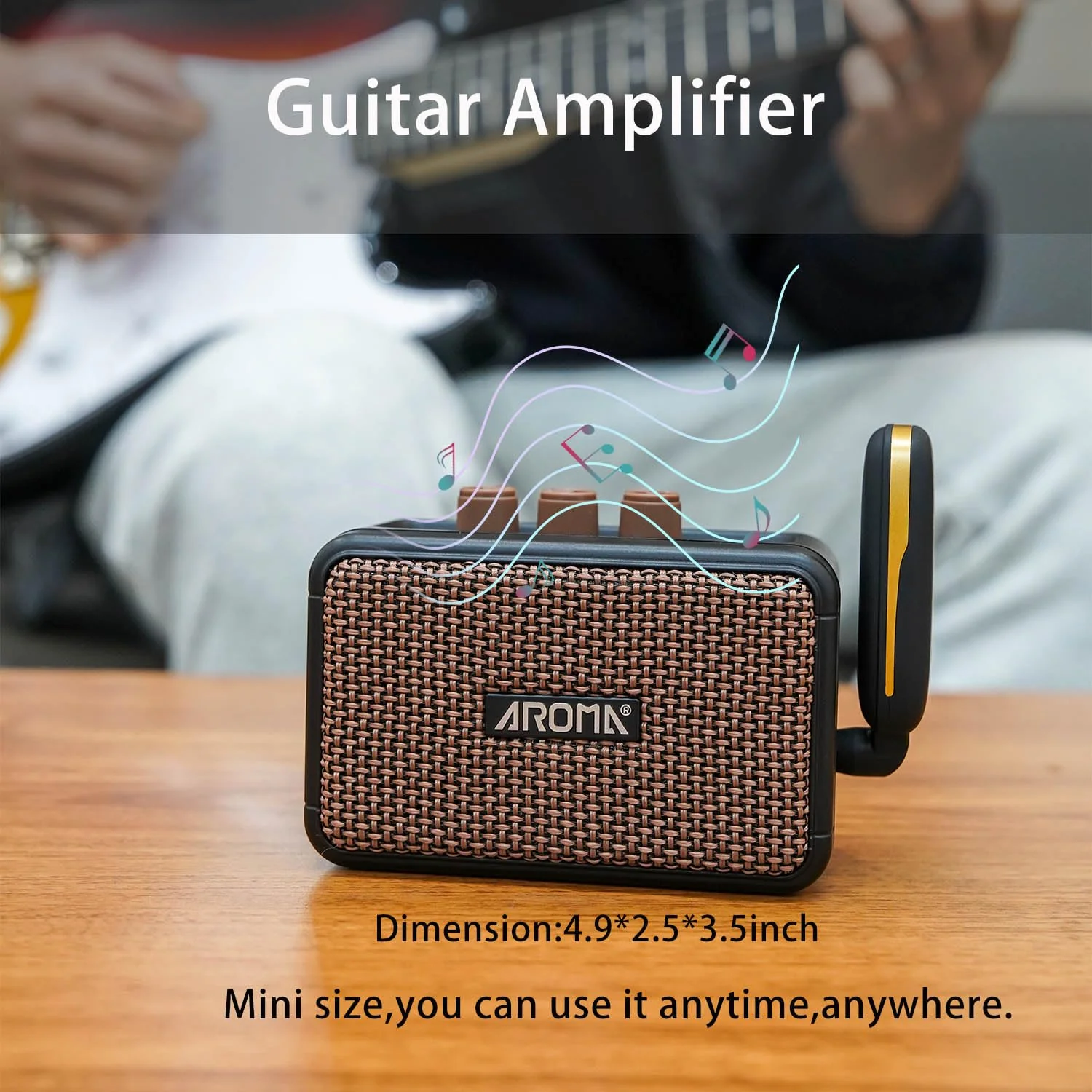 Electric Guitar Amp 5W Portable Rechargeable Battery Powered Practice Guitar Combo Amplifier Speaker with Headphone Aux Jack - Image 3