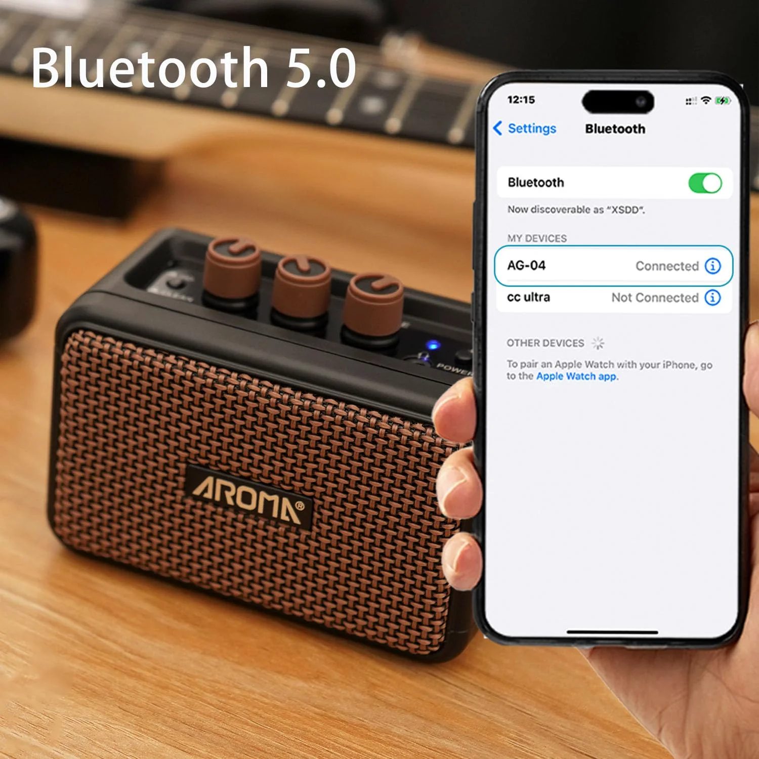 Electric Guitar Amp 5W Portable Rechargeable Battery Powered Practice Guitar Combo Amplifier Speaker with Headphone Aux Jack - Image 4