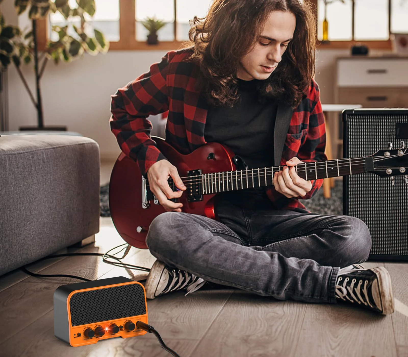 Electric Guitar Amp, Bluetooth 5W Rechargeable Amplifier, Clean &Overdrive Effects 2 Channels with Headphone Output, Small Guitar Amp for Electric Guitars - Image 6