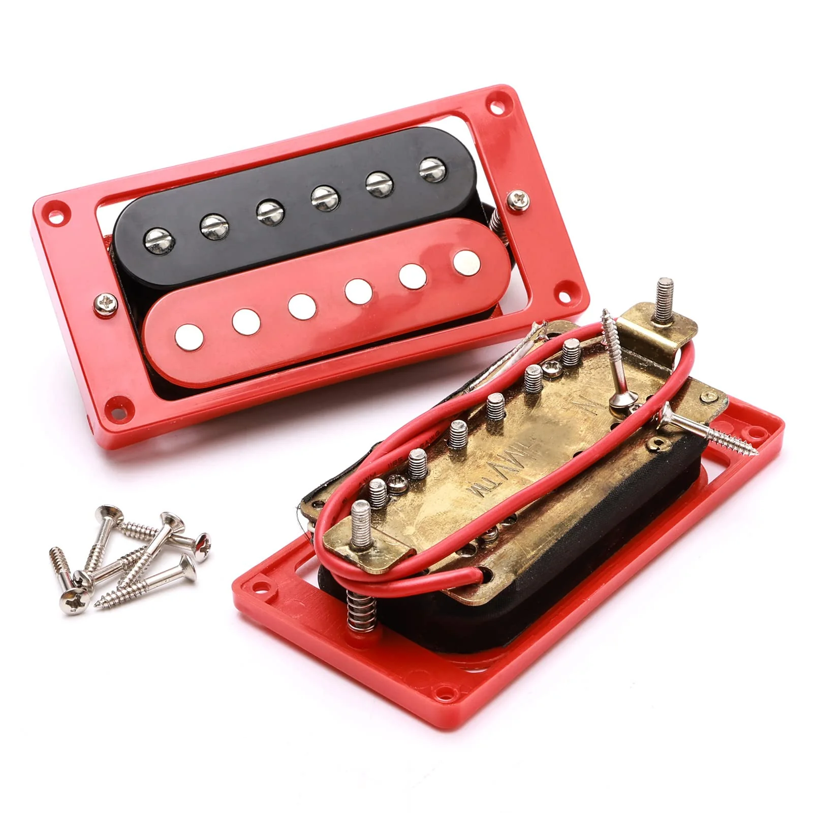 Electric Guitar Pickups Humbucker Double Coil Pickup Guitar Neck Bridge Parts Replacement Set with String Winder and Screwdriver(2PCS, Black and Red) - Image 6