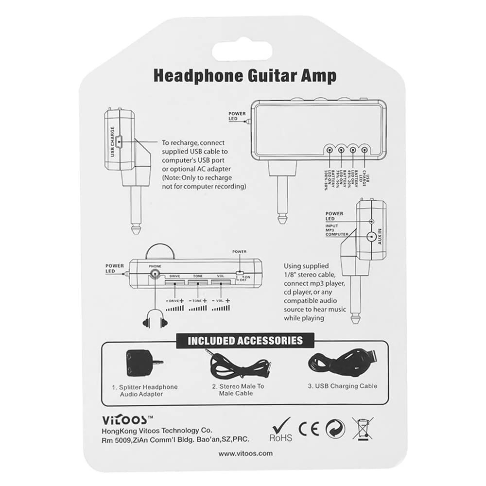Electric Guitar Plug Mini Headphone Amp Amplifier Heavy Rock Compact Portable - Image 2