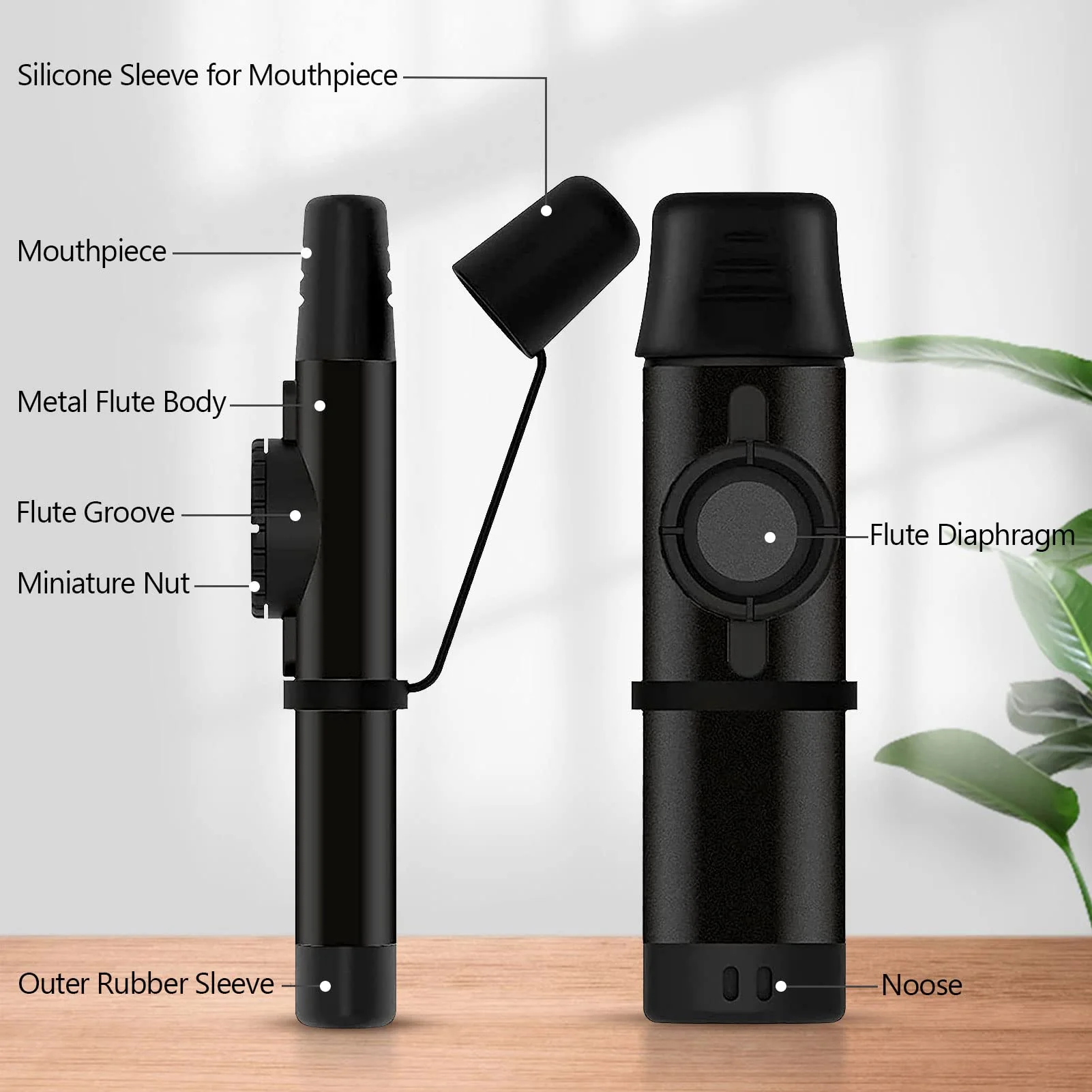 Electric Kazoo With Pickup, Professional Metal Kazoo with 5 Pcs Extra Membranes, 9.8ft Replaceable Cable and Jack, Adjustable Tone Music Instrument for Kids/Adults/Music Lovers(Electric Black) Electric Black - Image 2