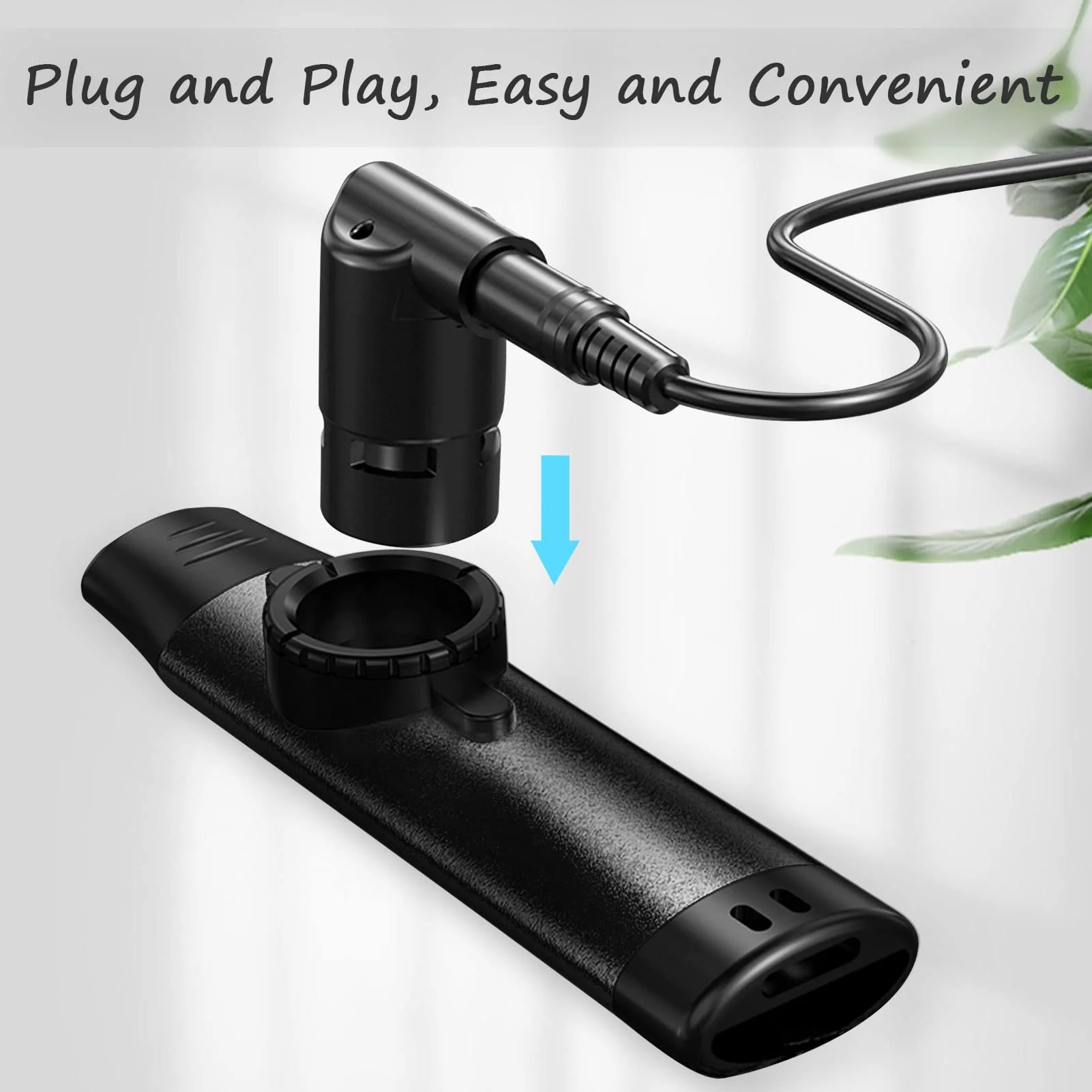 Electric Kazoo With Pickup, Professional Metal Kazoo with 5 Pcs Extra Membranes, 9.8ft Replaceable Cable and Jack, Adjustable Tone Music Instrument for Kids/Adults/Music Lovers(Electric Black) Electric Black - Image 3