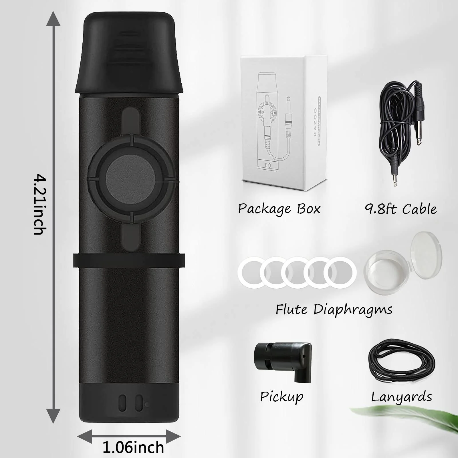 Electric Kazoo With Pickup, Professional Metal Kazoo with 5 Pcs Extra Membranes, 9.8ft Replaceable Cable and Jack, Adjustable Tone Music Instrument for Kids/Adults/Music Lovers(Electric Black) Electric Black - Image 7
