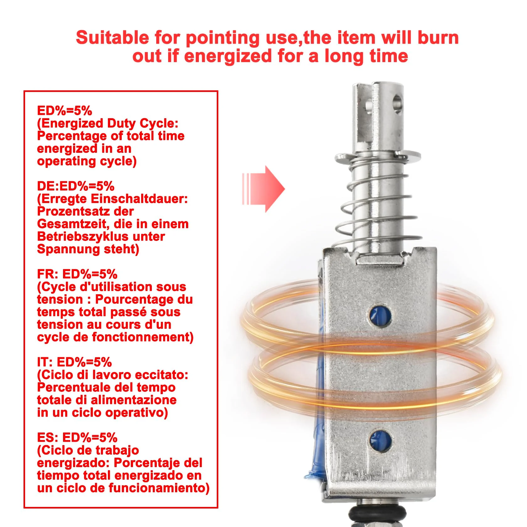 Electric Solenoid Electromagnet, Electric Magnets, HS-0530B Push Pull Type 24VDC 10mm Stroke 5N Force - Image 4