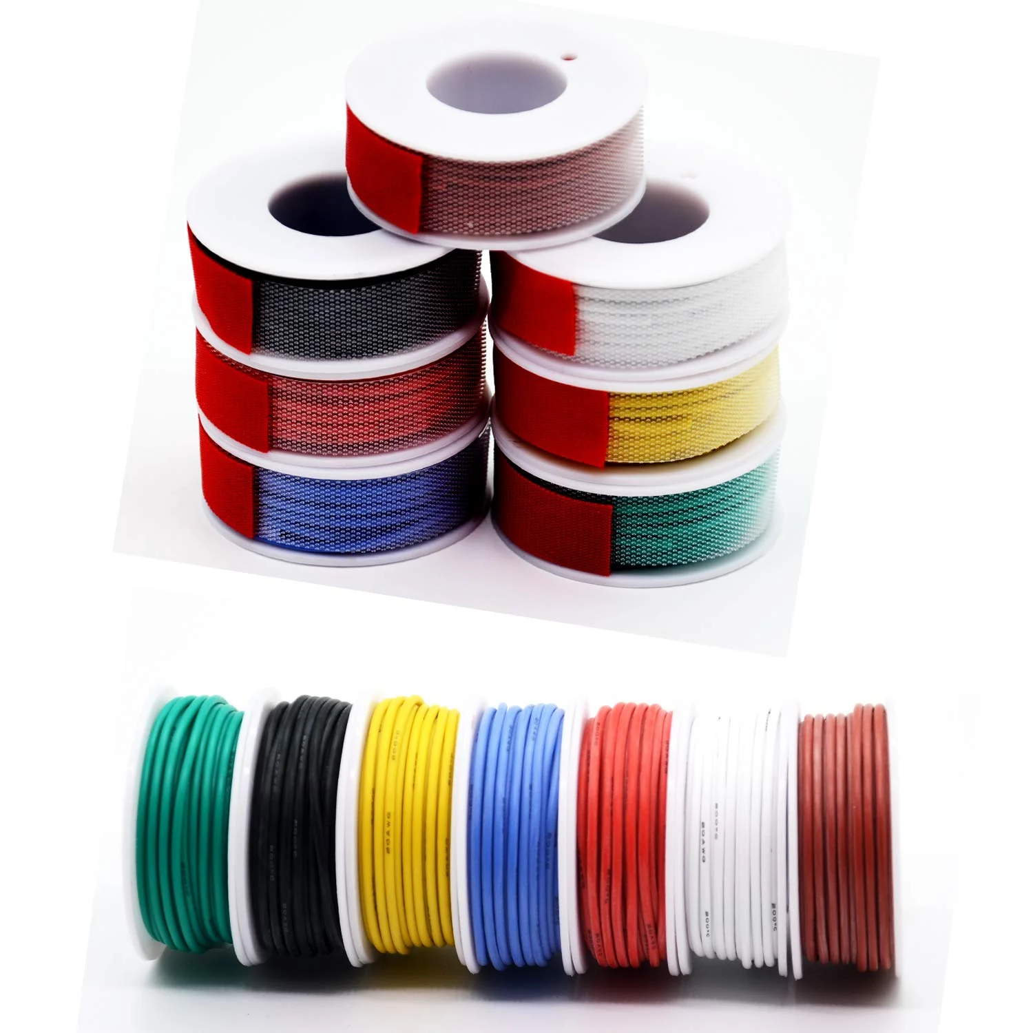 Electric Wire Kit, 0.82 mm² - 0.05 mm², 18awg-30awg, Electronic, Silicone Wires, Tinned Copper Cable, 7 Colours 0.2 mm²/24awg-Solide-7 colour - Image 2