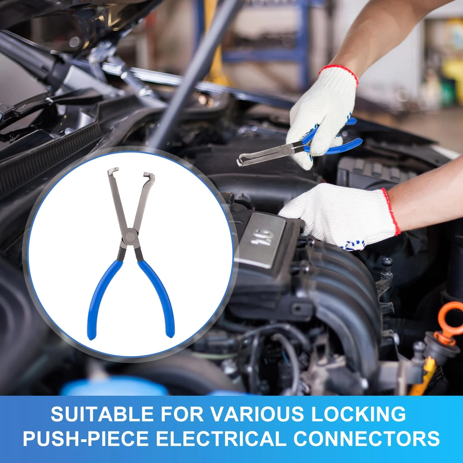 Electrical Disconnect Pliers, Automotive Electrical Connector Pliers Spark Plug Pliers Car Electrical Plug Pliers for Easily Disconnection the Locking-Push Tab Electrical Connector(Blue) Blue - Image 3