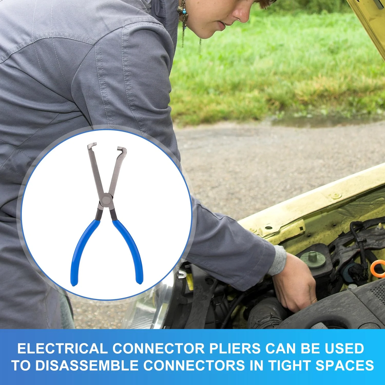Electrical Disconnect Pliers, Automotive Electrical Connector Pliers Spark Plug Pliers Car Electrical Plug Pliers for Easily Disconnection the Locking-Push Tab Electrical Connector(Blue) Blue - Image 6