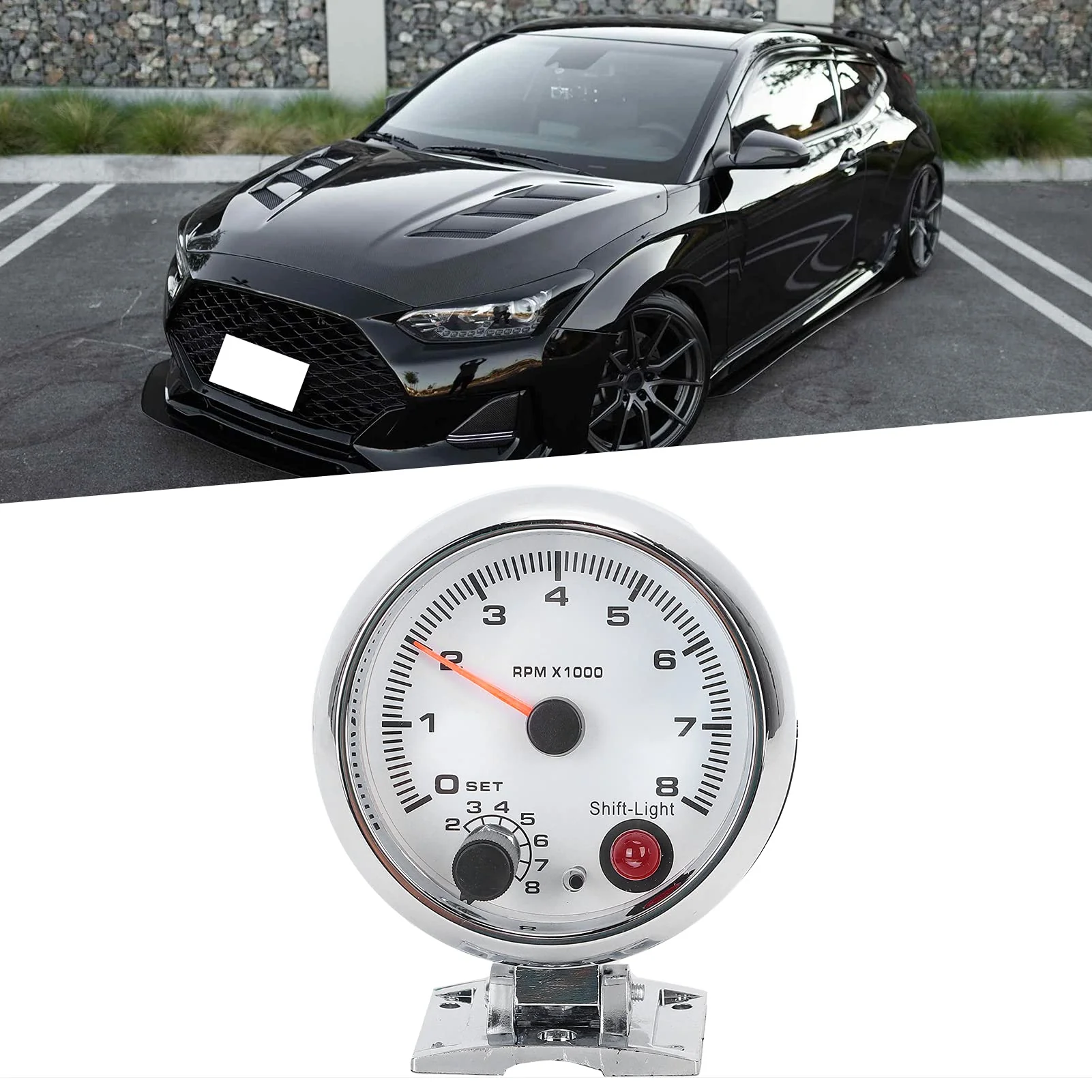 Electrical Tachometer 3.75In 0-8000 Rpm 7 Color Background Lights For 4/6/8 Cylinder 12V Gasoline Powered Vehicles - Image 7