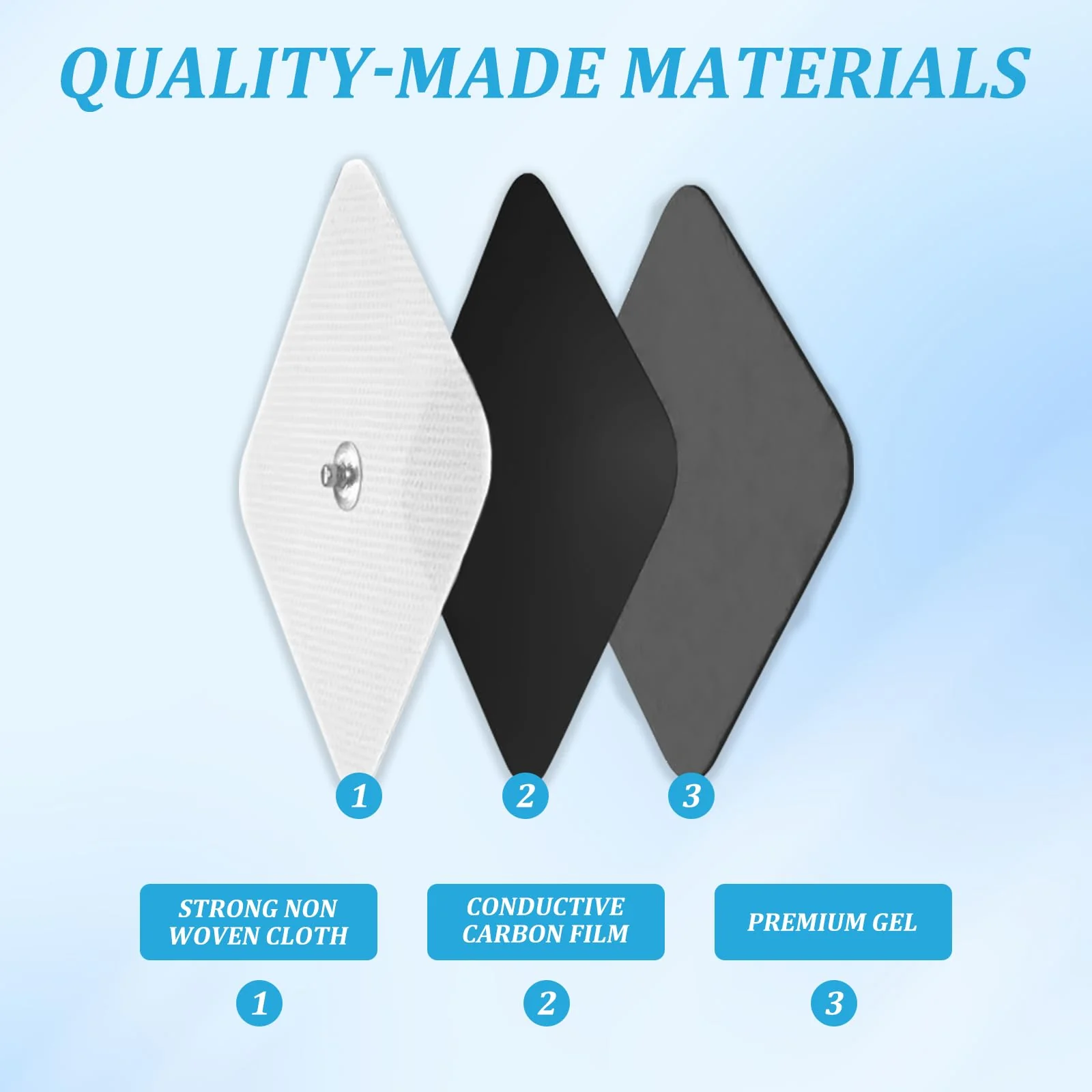 Electrode Pads Adhesive Electrodes 5 x 5 cm with 3.5 mm Snap Push Button 8 Compatible with TENS Devices and EMS Trainers Reusable - Image 4