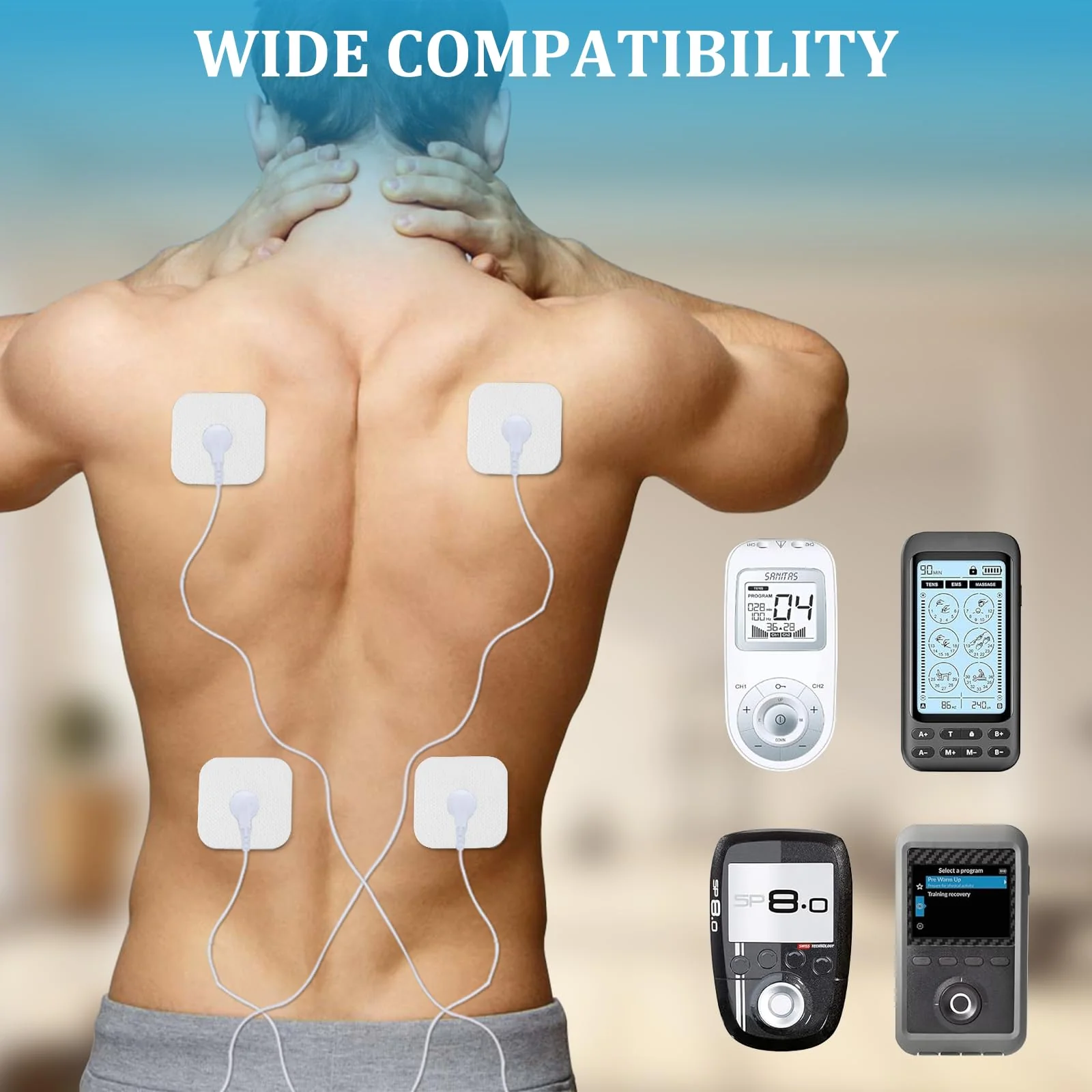 Electrode Pads Adhesive Electrodes 5 x 5 cm with 3.5 mm Snap Push Button 8 Compatible with TENS Devices and EMS Trainers Reusable - Image 7
