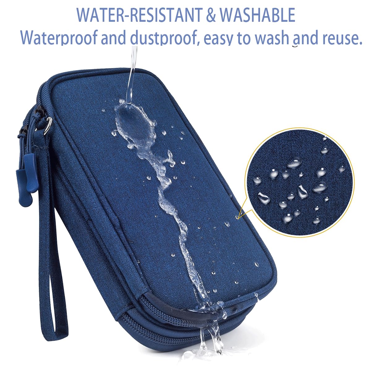 Electronic Bag Travel Cable Accessories Bag Waterproof Double Layer Electronics Organizer Portable Storage Case for Cable, USB, Cord, Charger, Phone, Power Bank, Earphone (Navy Blue, Large) Navy Blue - Image 4
