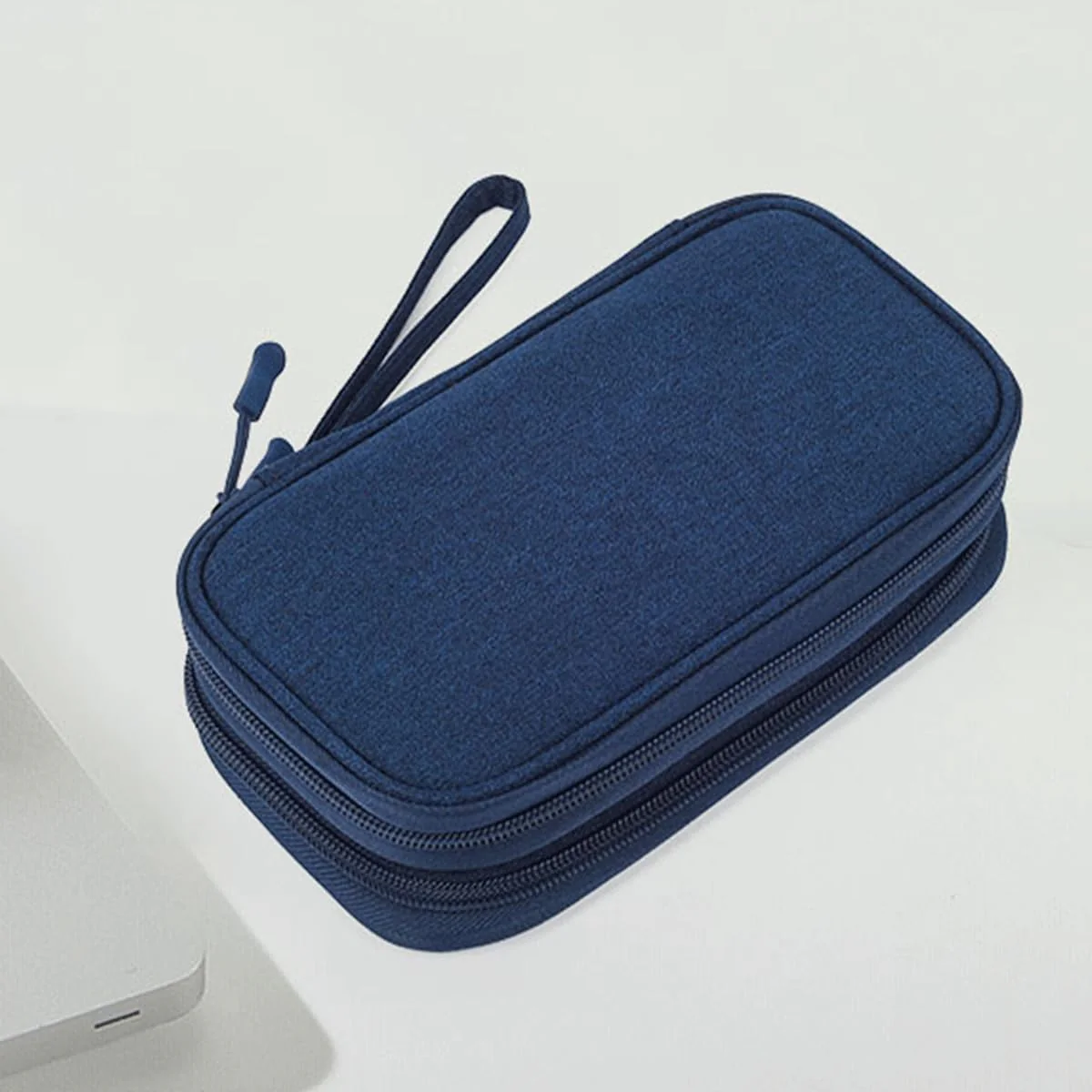 Electronic Bag Travel Cable Accessories Bag Waterproof Double Layer Electronics Organizer Portable Storage Case for Cable, USB, Cord, Charger, Phone, Power Bank, Earphone (Navy Blue, Large) Navy Blue - Image 6