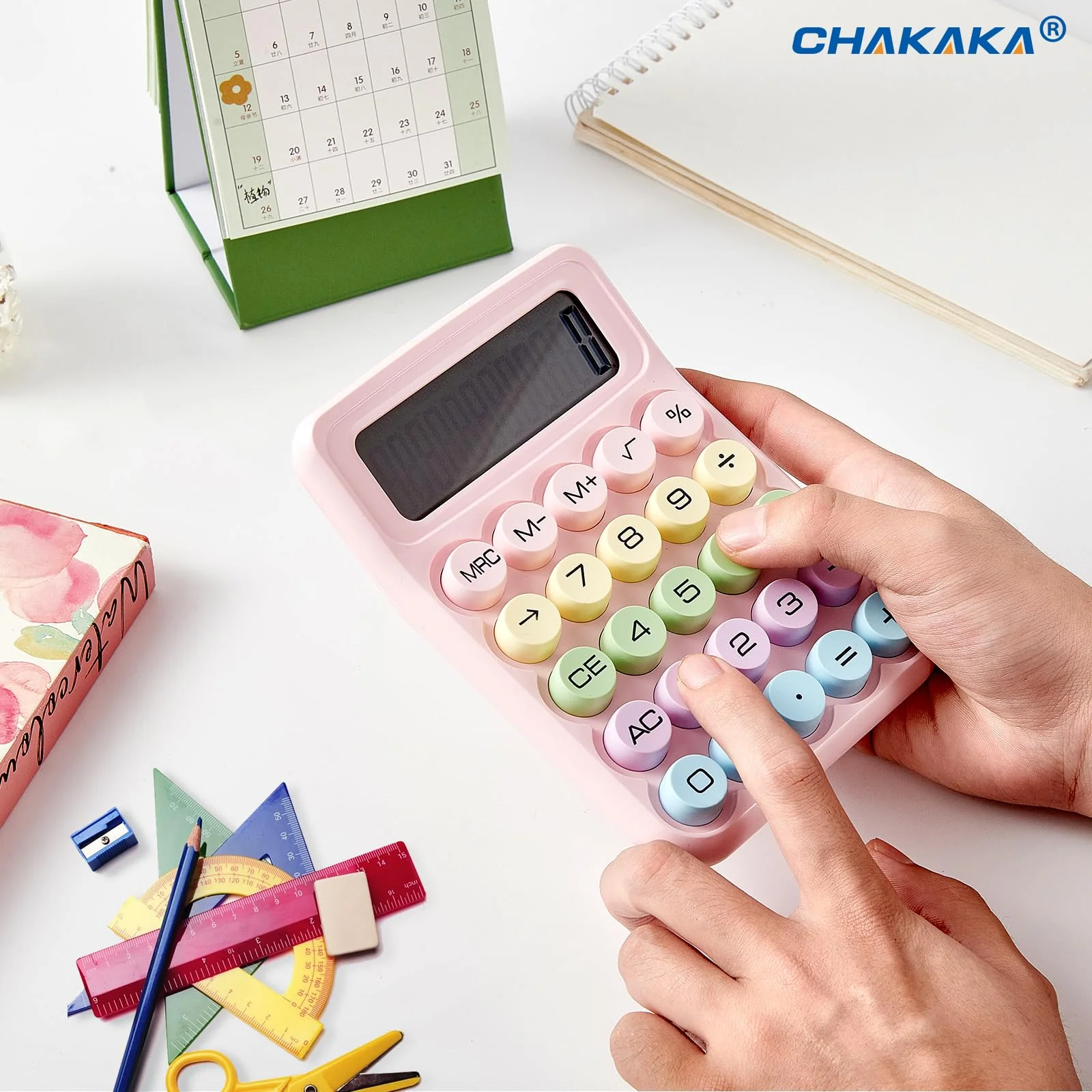 Electronic Calculator,12 Digits Large LCD Display Small Desktop Calculator,Pink Basic Calculators with Big Buttons,Easy to Press Mechanical Switch Calculator Office Supplies for Home and School (Pink) - Image 5