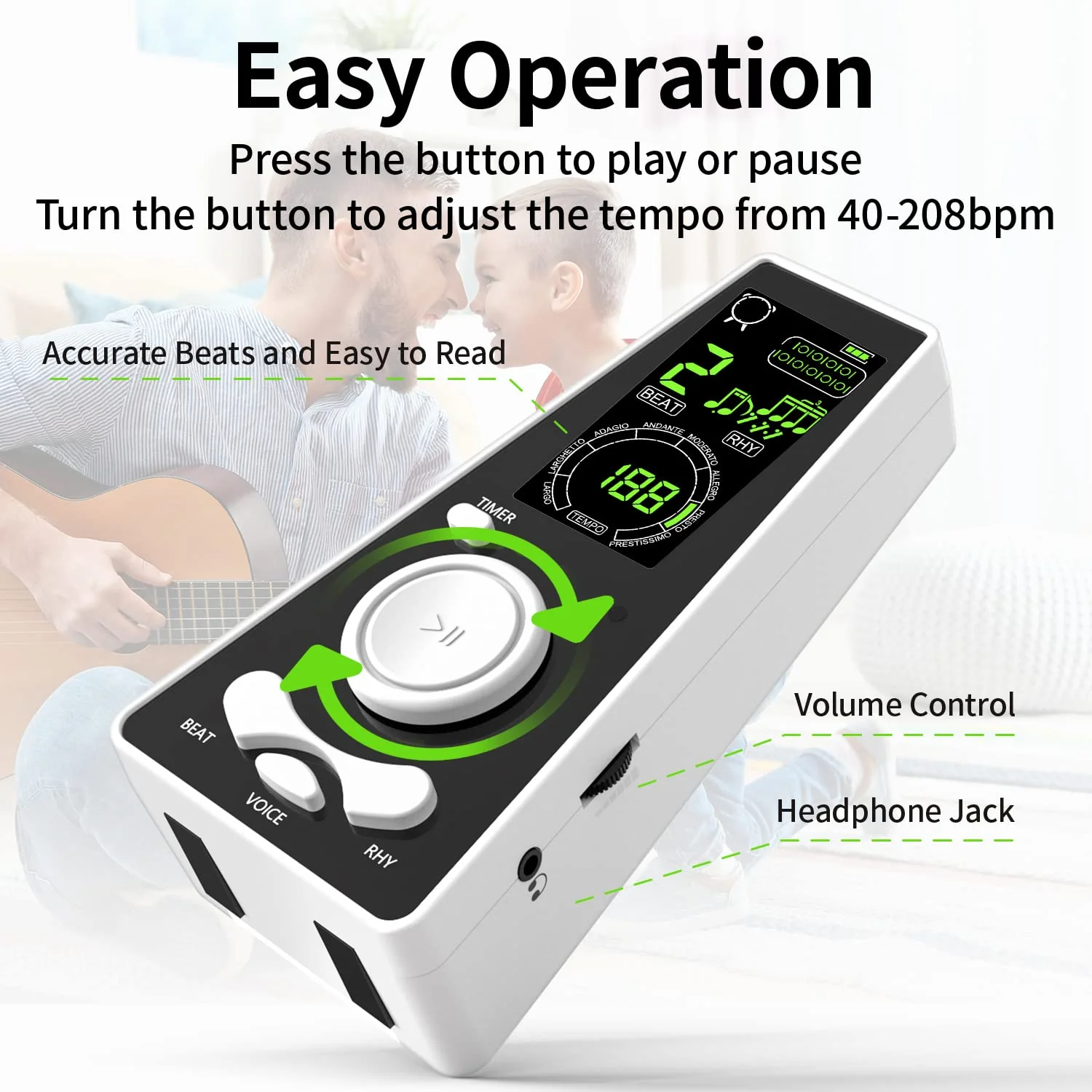 Electronic Digital Metronome for Musicians Piano Guitar Violin Instrument Vocal Counting Timer & Volume & Beat Speed Adjustable Universal Macaron Purple - Image 3