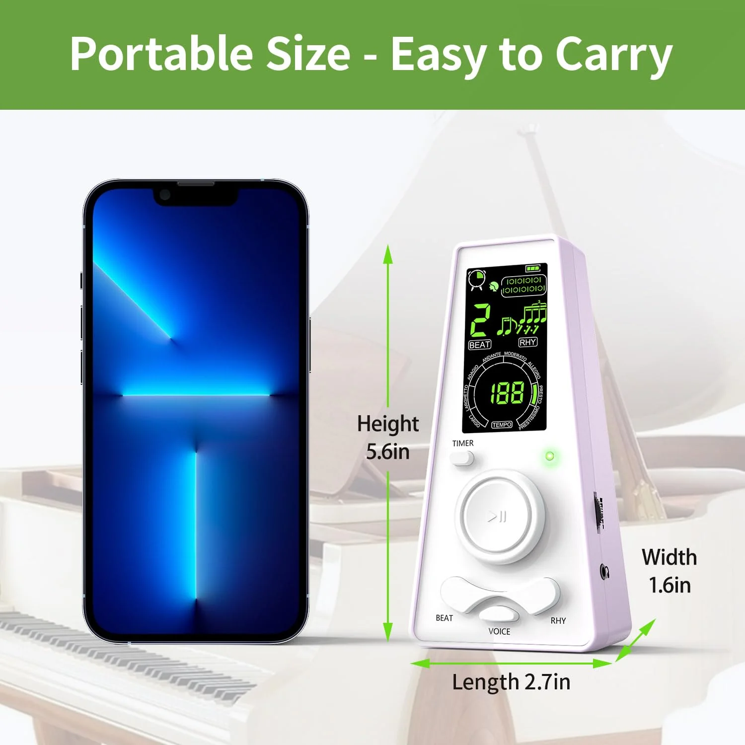 Electronic Digital Metronome for Musicians Piano Guitar Violin Instrument Vocal Counting Timer & Volume & Beat Speed Adjustable Universal Macaron Purple - Image 6