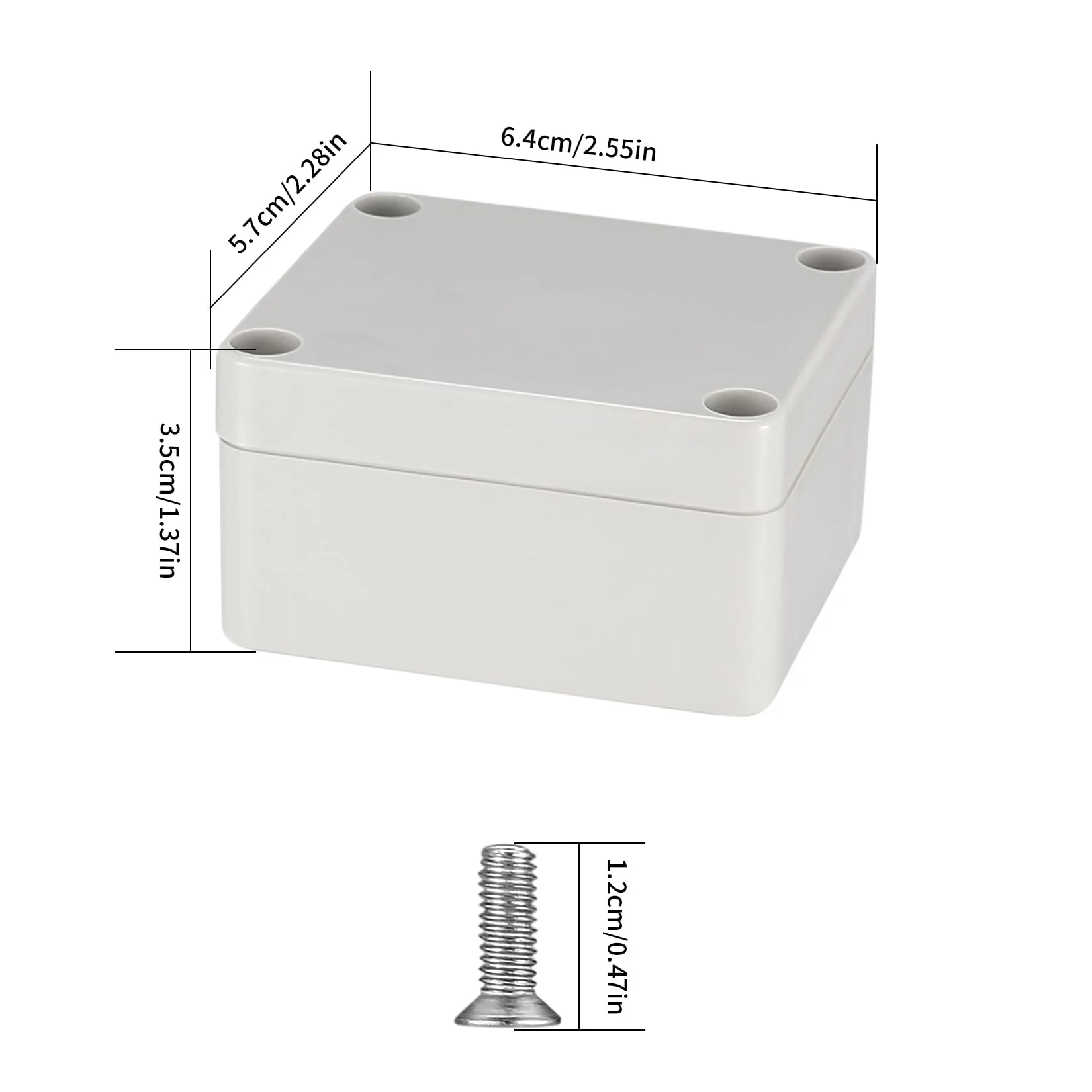 Electronic Junction Box, Junction Boxes, Waterproof IP65, Surface-Mounted Junction Box, Surface-Mounted Box, Electronic Project Box, Connection Box Housing Plastic (Grey White Colour, 63 x 58 x 35 mm) 63x58x35mm Grey and white colour - Image 2