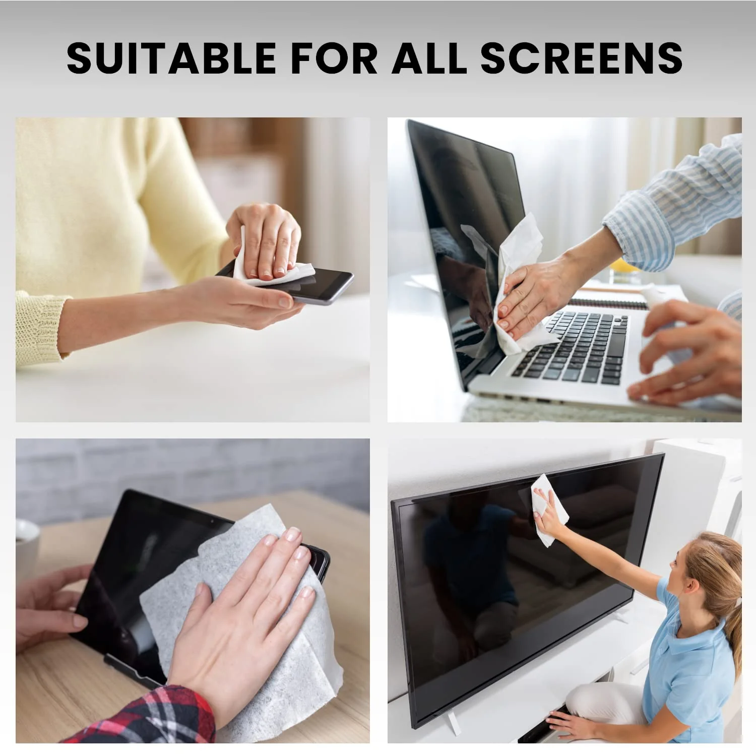 Electronic Wipes Screen Cleaner Streak-Free [2 Pack x40] Computer Screen Wipes, TV Screen Cleaner Wipes, Monitor Wipes for Smart TV, Laptop, iPhone, ipad and more - [Microfiber Cloth + 80 Wipes] 3 Piece Set - Image 3