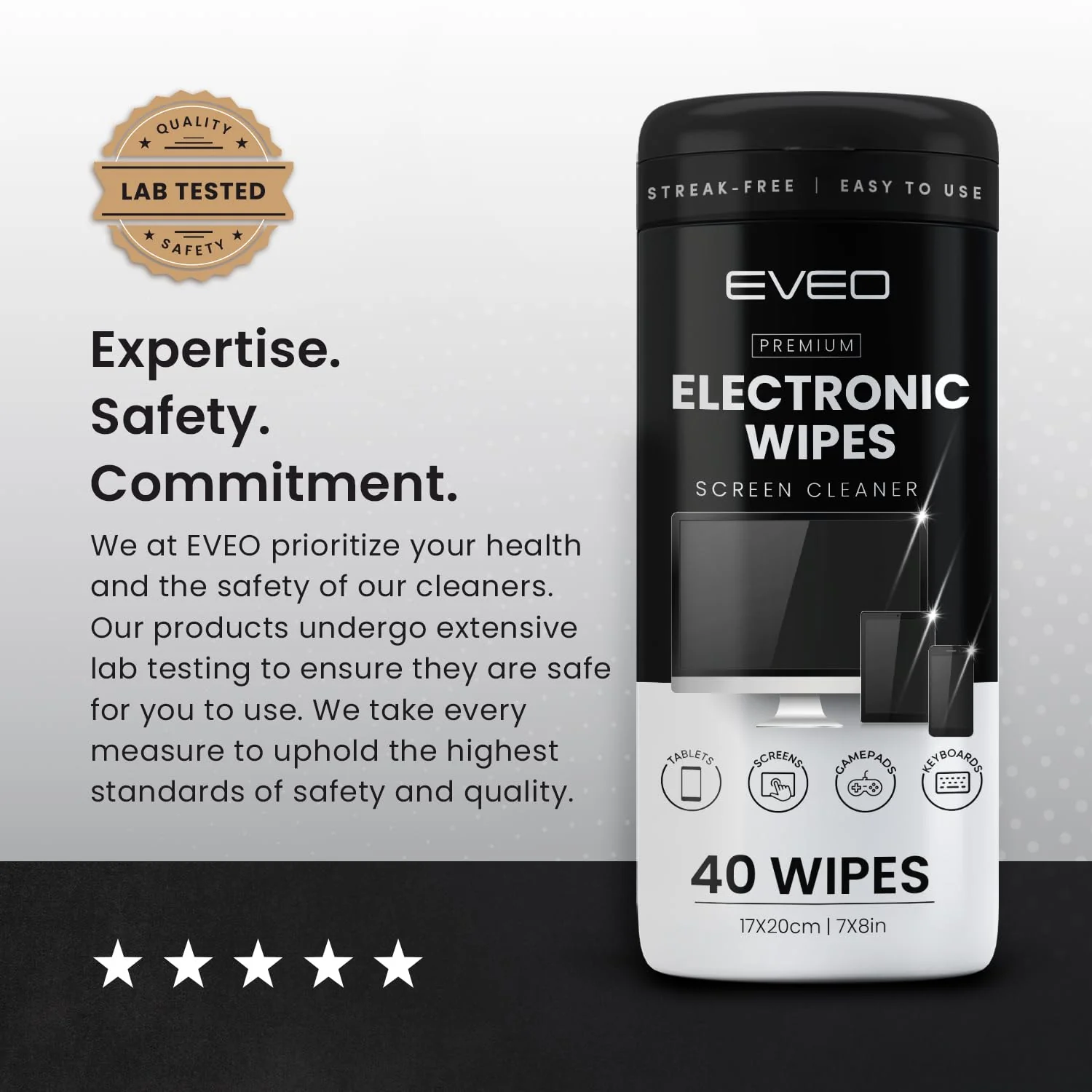 Electronic Wipes Screen Cleaner Streak-Free [2 Pack x40] Computer Screen Wipes, TV Screen Cleaner Wipes, Monitor Wipes for Smart TV, Laptop, iPhone, ipad and more - [Microfiber Cloth + 80 Wipes] 3 Piece Set - Image 7