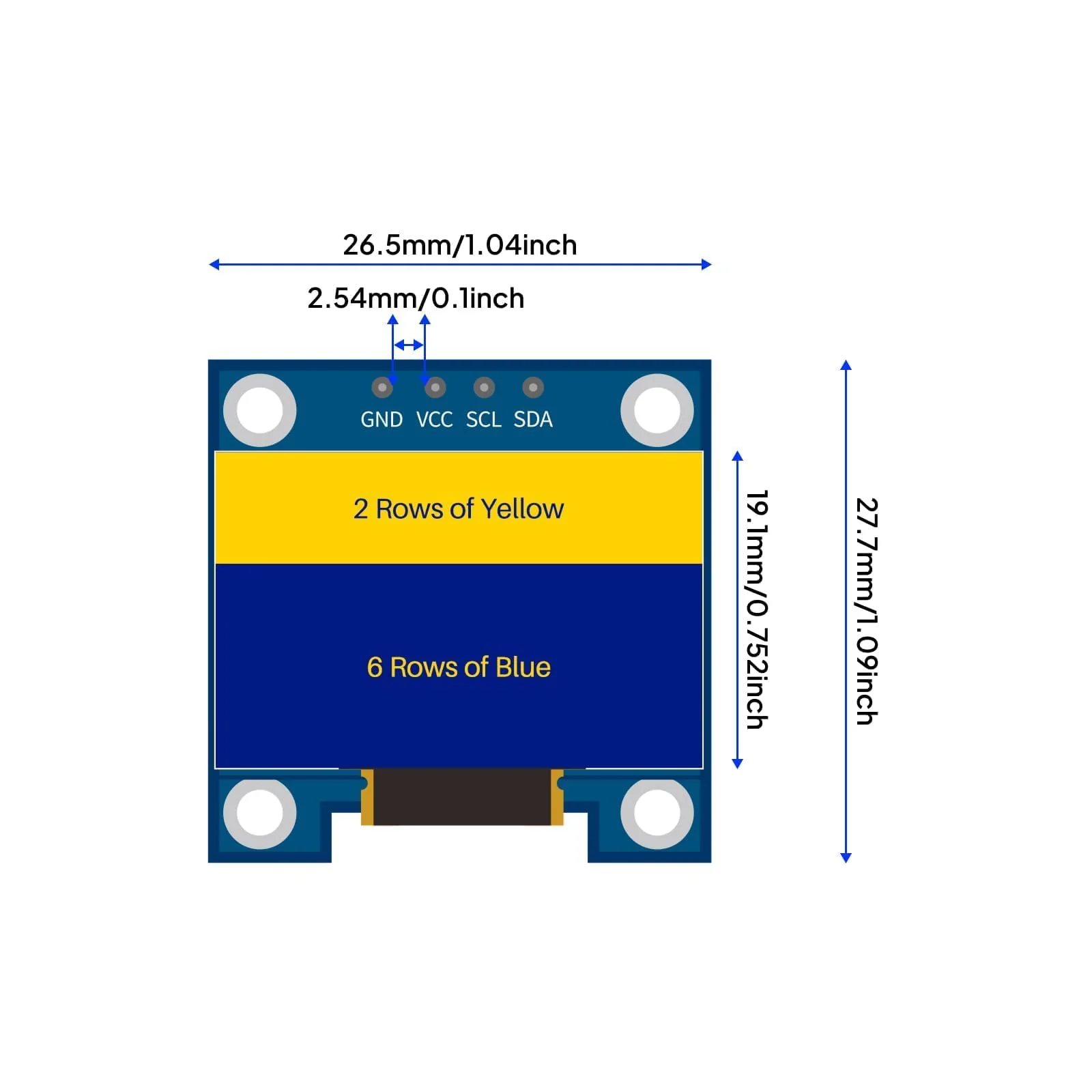 ELEGOO 0.96 Inch OLED Display Module Compact Self Luminous Mini Screens for Arduino Projects, Pack of 3 - Image 4
