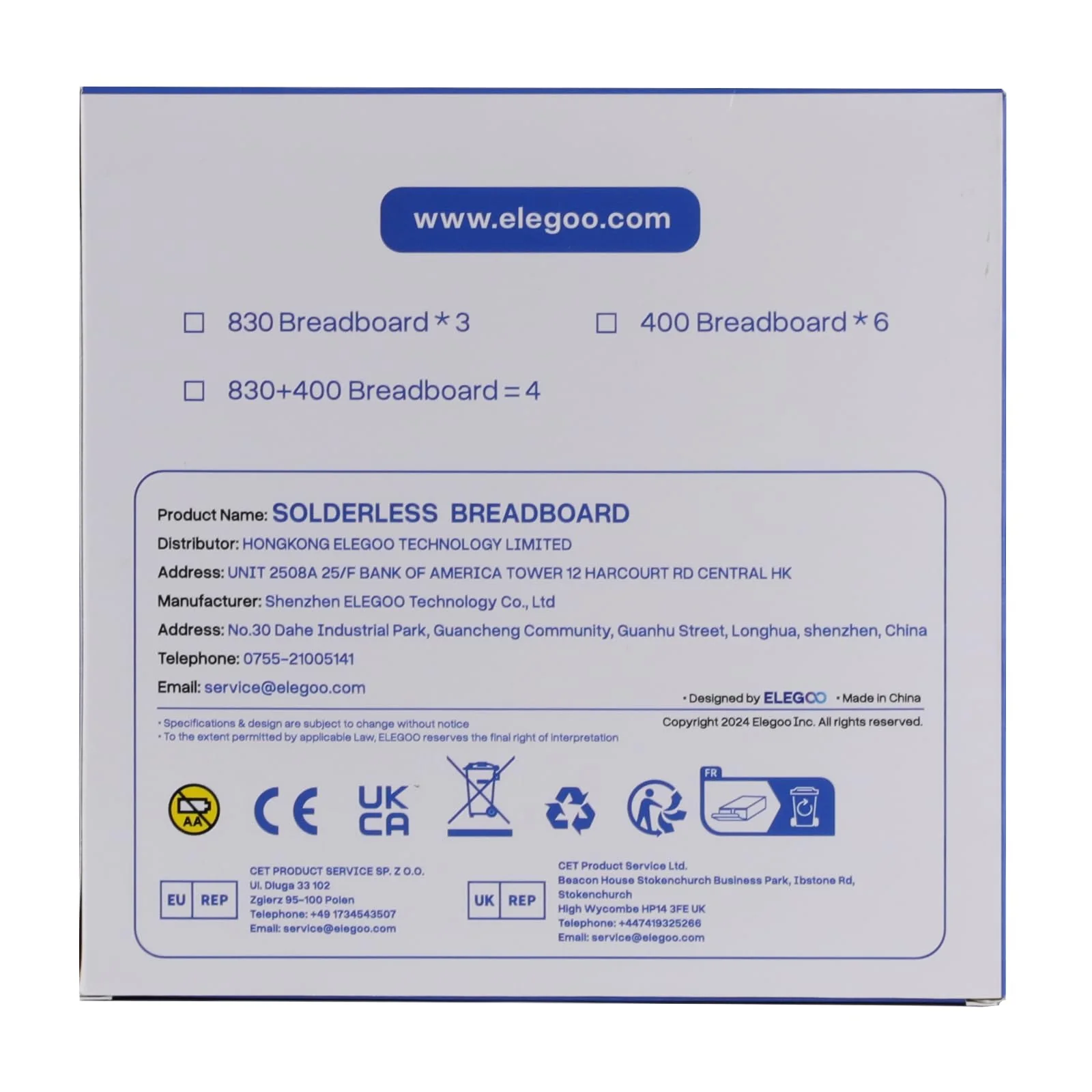 ELEGOO 3 Breadboard 830 Pin Solderless Prototype PCB Board Kit for Arduino Proto Shield Distribution Connection Blocks - Image 4
