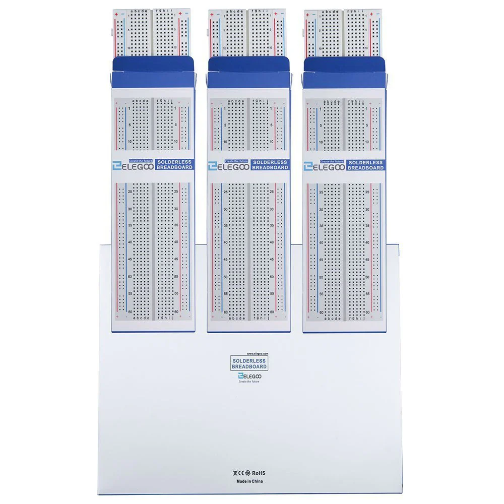 ELEGOO 3 Breadboard 830 Pin Solderless Prototype PCB Board Kit for Arduino Proto Shield Distribution Connection Blocks - Image 8