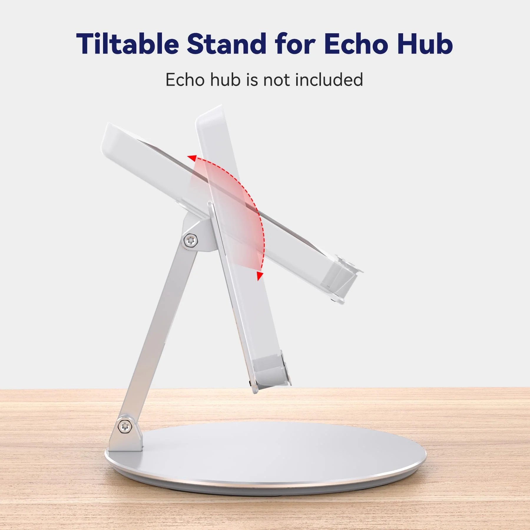 Elevated Stand for Echo Hub, Rotatable Tilt Stand for Alexa Hub, Echo Hub Table Stand, Aluminum Stand Holder for Echo Hub, No Need Mounting Silver - Image 3