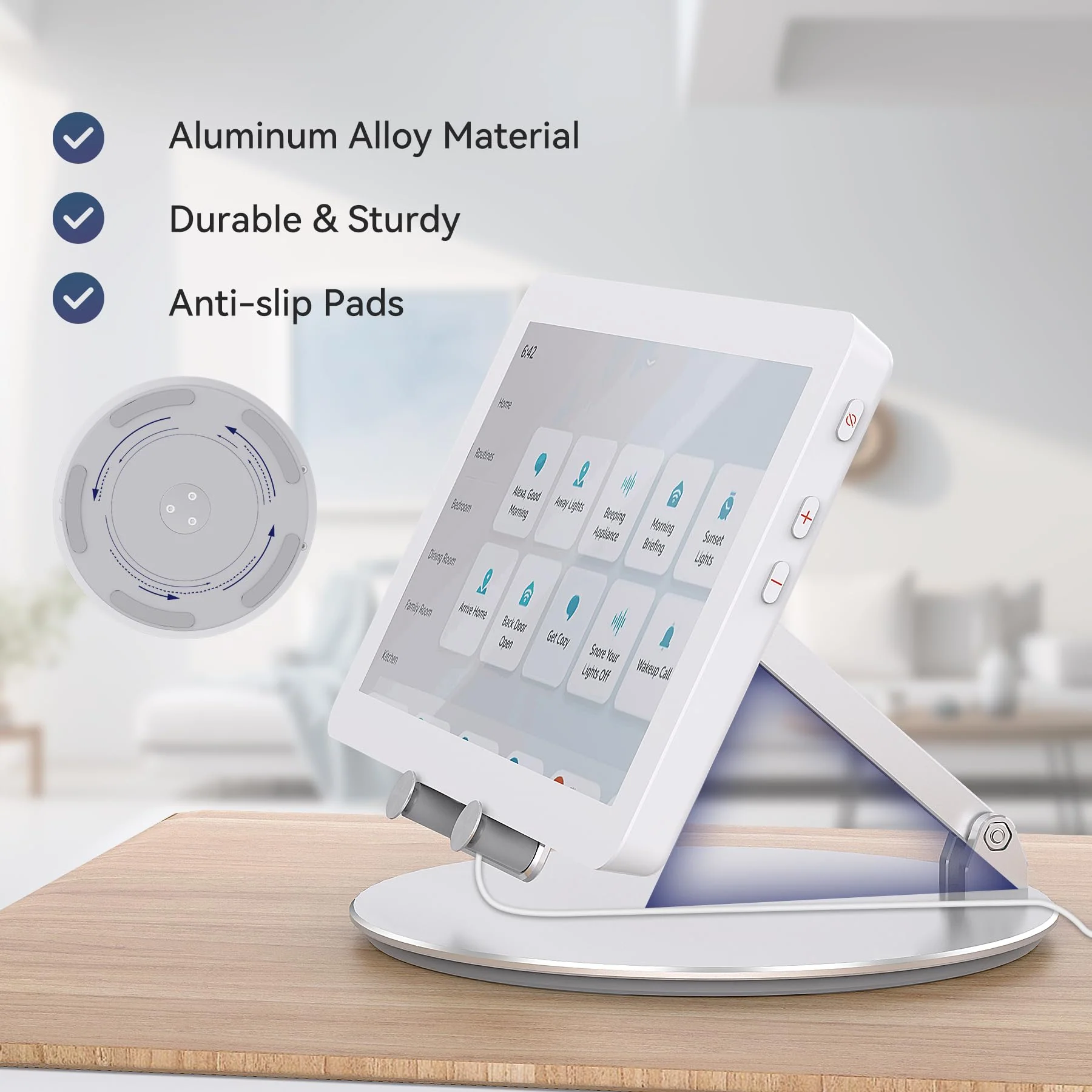 Elevated Stand for Echo Hub, Rotatable Tilt Stand for Alexa Hub, Echo Hub Table Stand, Aluminum Stand Holder for Echo Hub, No Need Mounting Silver - Image 5