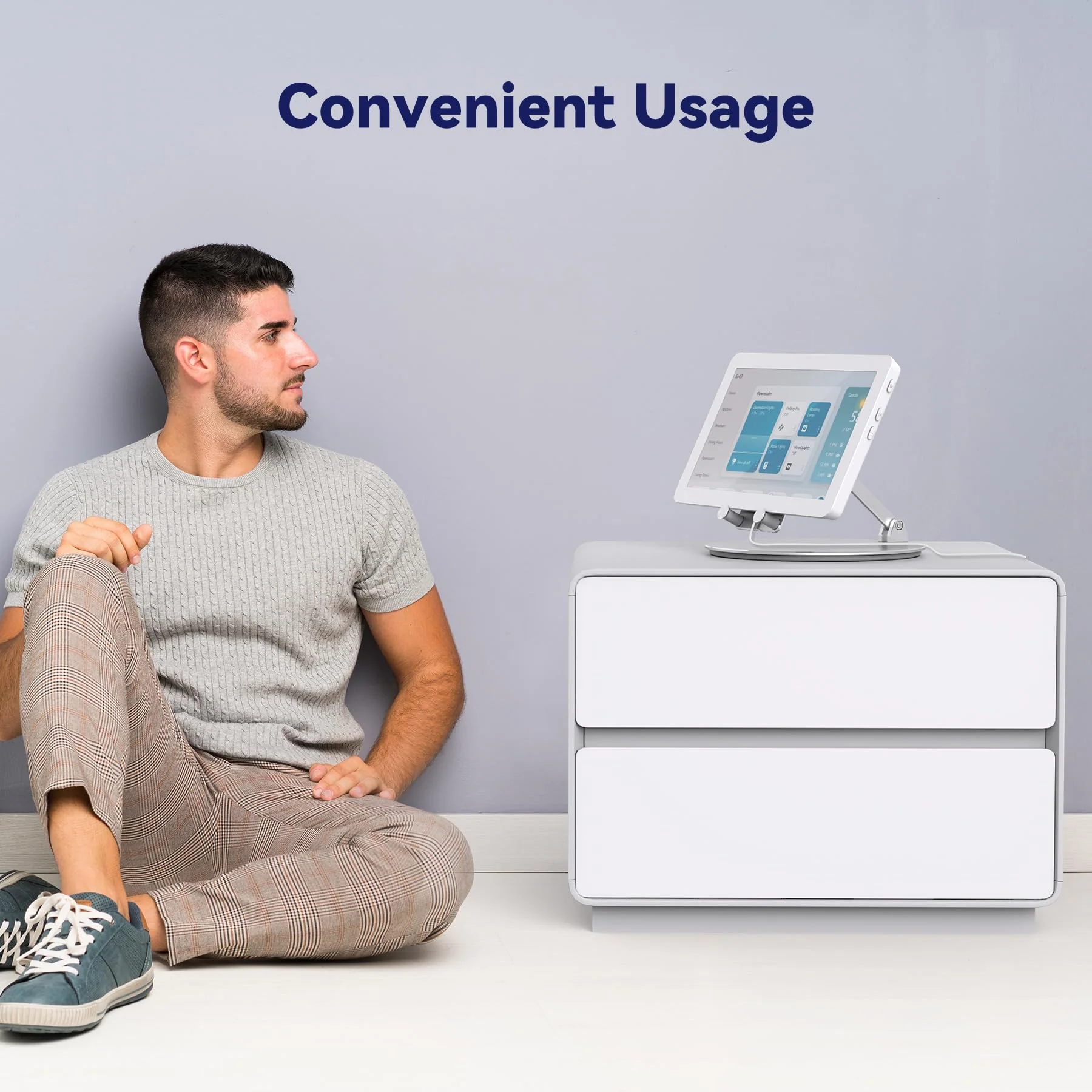 Elevated Stand for Echo Hub, Rotatable Tilt Stand for Alexa Hub, Echo Hub Table Stand, Aluminum Stand Holder for Echo Hub, No Need Mounting Silver - Image 7