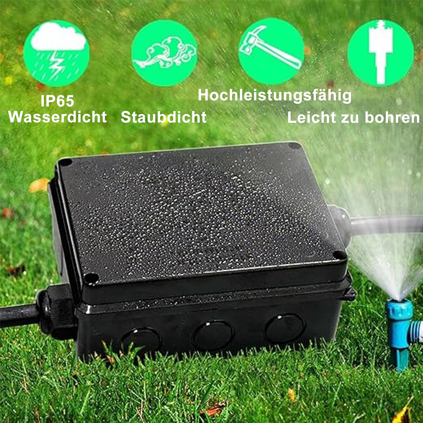 Elezenioc Junction Box Waterproof IP65 Surface-Mounted Junction Box, M25 Distribution Box, Large ABS Electrical Box, Outdoor Cable Connection, External Electrical Junction Box, Black (150 x 110 x 70 - Image 3