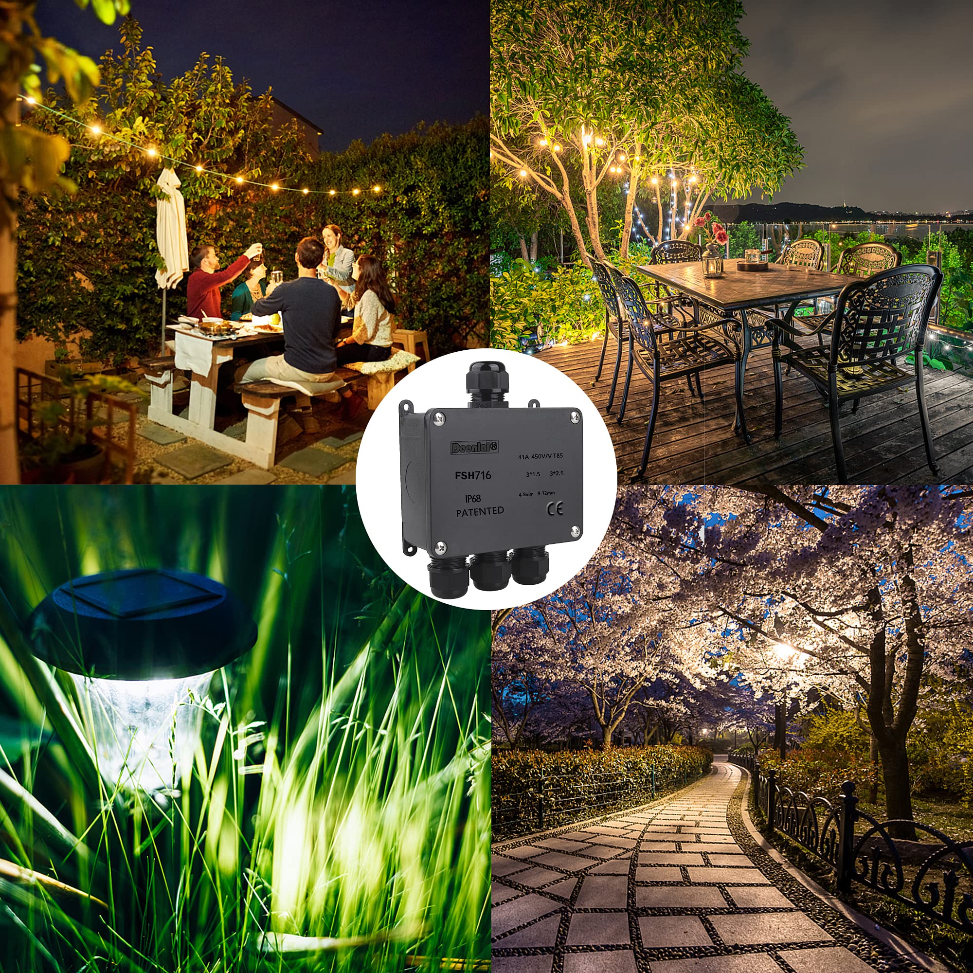Elezenioc Junction Box Waterproof IP68, 4-Way Junction Box Outdoor Waterproof Cable Connector Outdoor Electrical Outdoor Distribution Box, Earth Cable Terminal Box, 4 mm - 12 mm (4 Way) 4 Way - Image 7