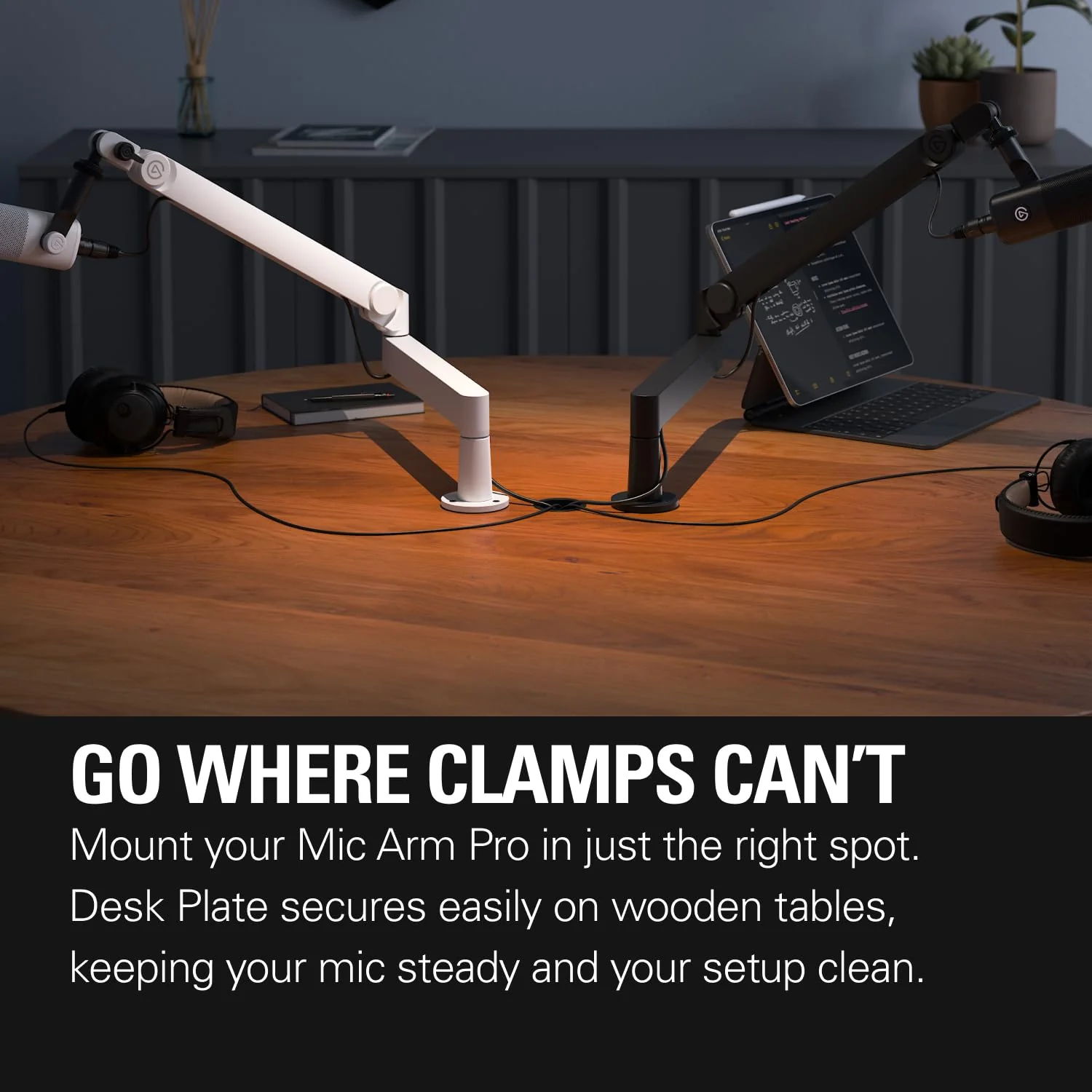 Elgato Wave Desk Plate – Flange Mount for Elgato Mic Arms, Easy Screw-In Setup, No Clamps or Cutouts, Holds Microphones Ultra-Stable, 1/4" Mounting Thread – For Wooden Desks & Tables Black - Image 2