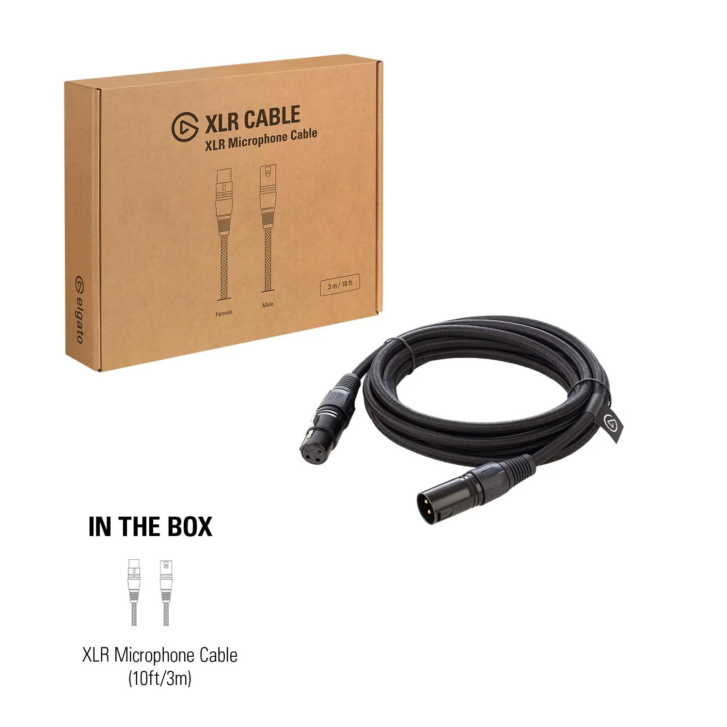 Elgato XLR Microphone Cable – Shielded Microphone Cable for Studio Recording and Live Production, Gold-Plated Pins, Male to Female, for Mic and Balanced Analog Line Levels, 10ft/3m - Image 5