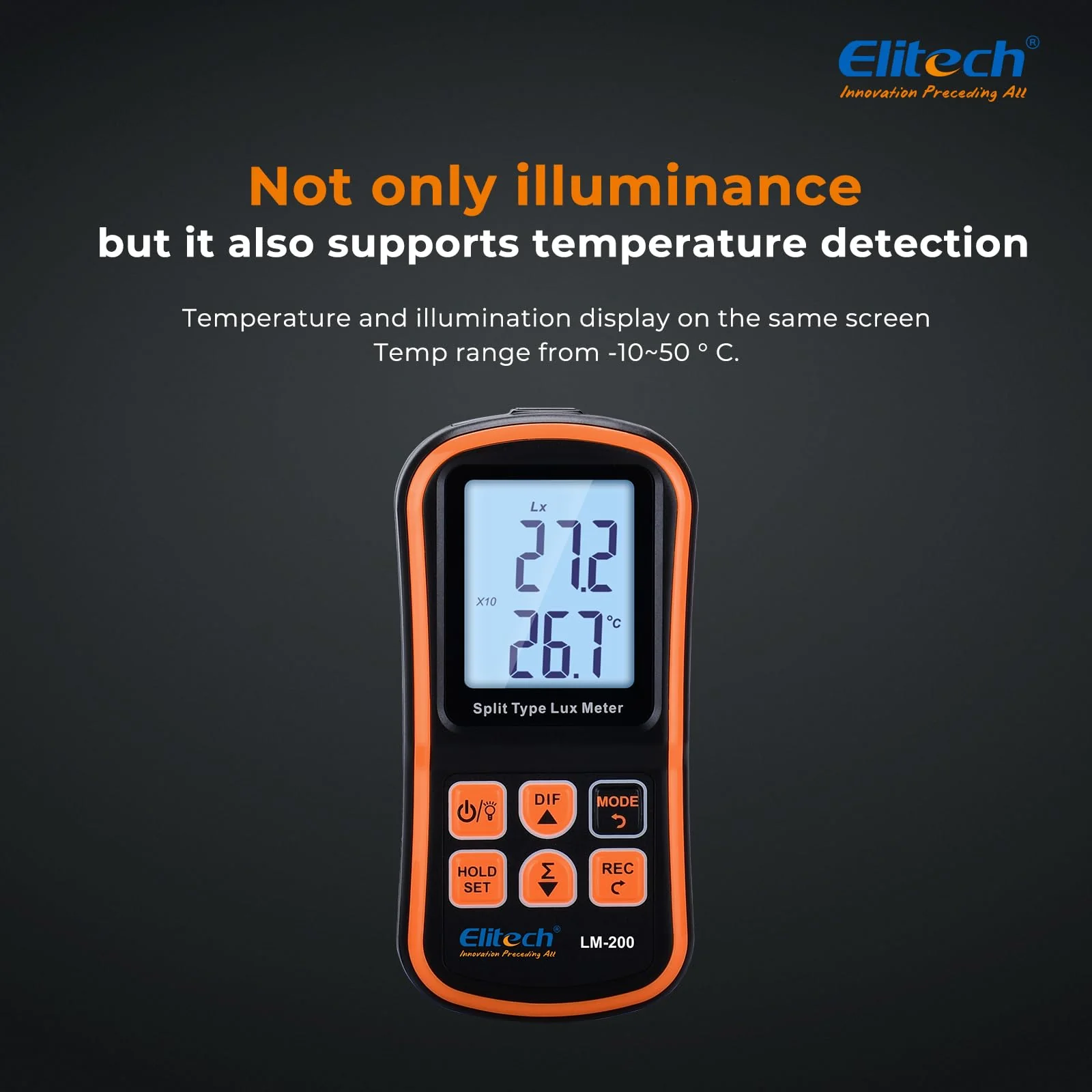 Elitech Digital Light Meter LM-200, Handheld Illuminance Meter with LCD Display, 200,000 Lux Range, Temperature Measurement - Image 7
