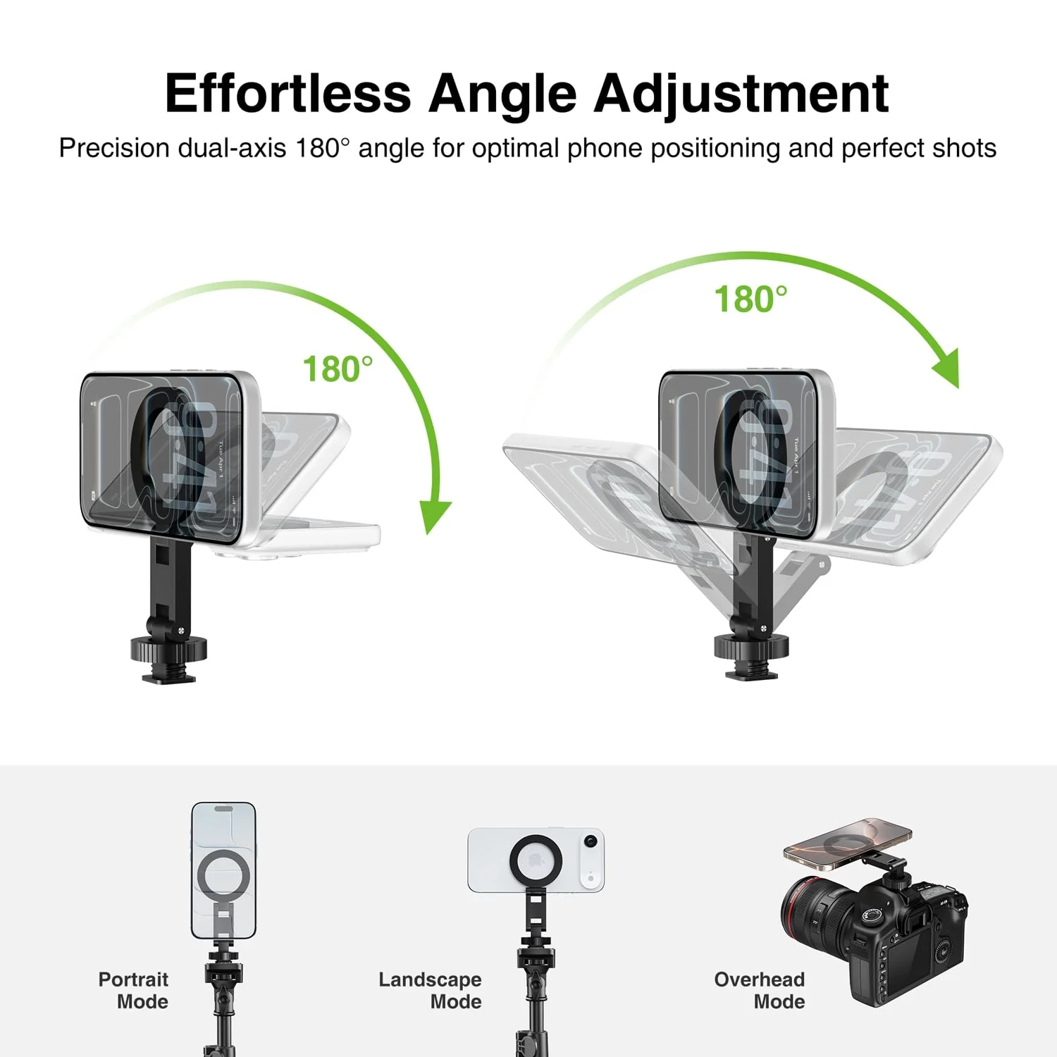 elitehood Magsafe Tripod Mount Adapter with 1/4” Screw & Hot Shoe, Lightweight Compact Cell Phone Tripod Mount for Camera, iPhone Camera Holder with Dual Hinges for iPhone 17 16 15 14 13 Series - Image 3