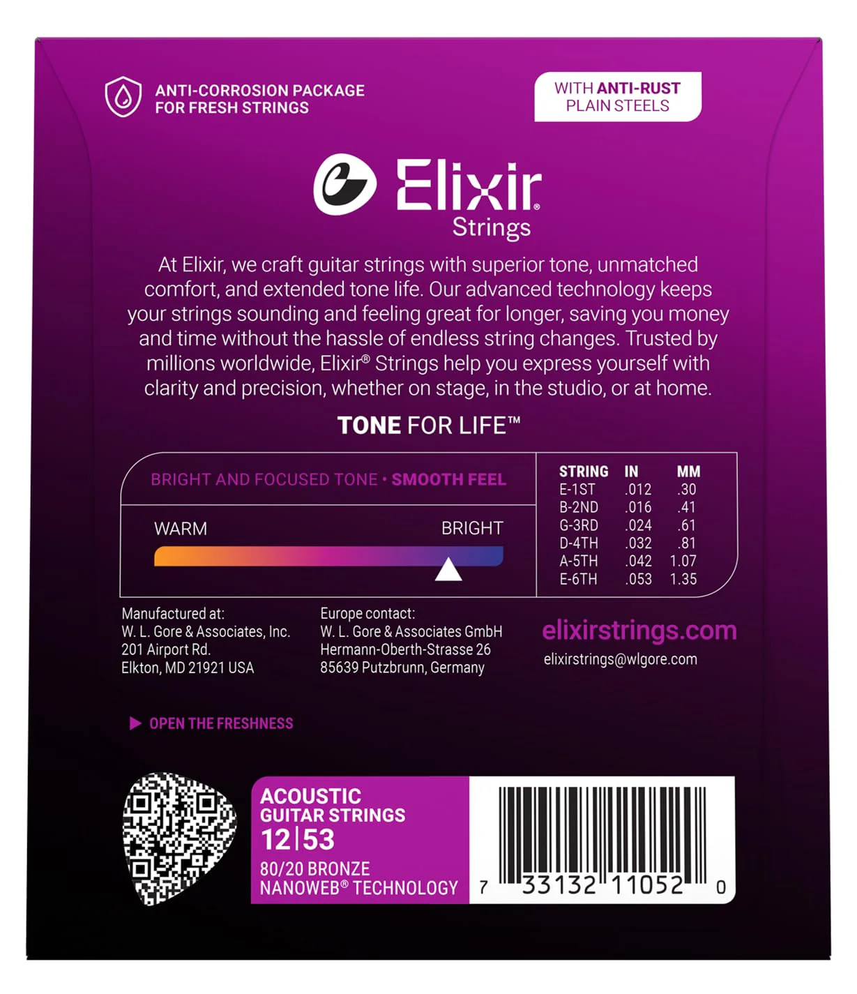 Elixir Strings, Acoustic Guitar Strings, 80/20 Bronze with NANOWEB Coating, Longest-Lasting Bright and Focused Tone with Comfortable Feel, 6 String Set, Light 12-53 Light (.012-.053) 1 Pack - Image 2