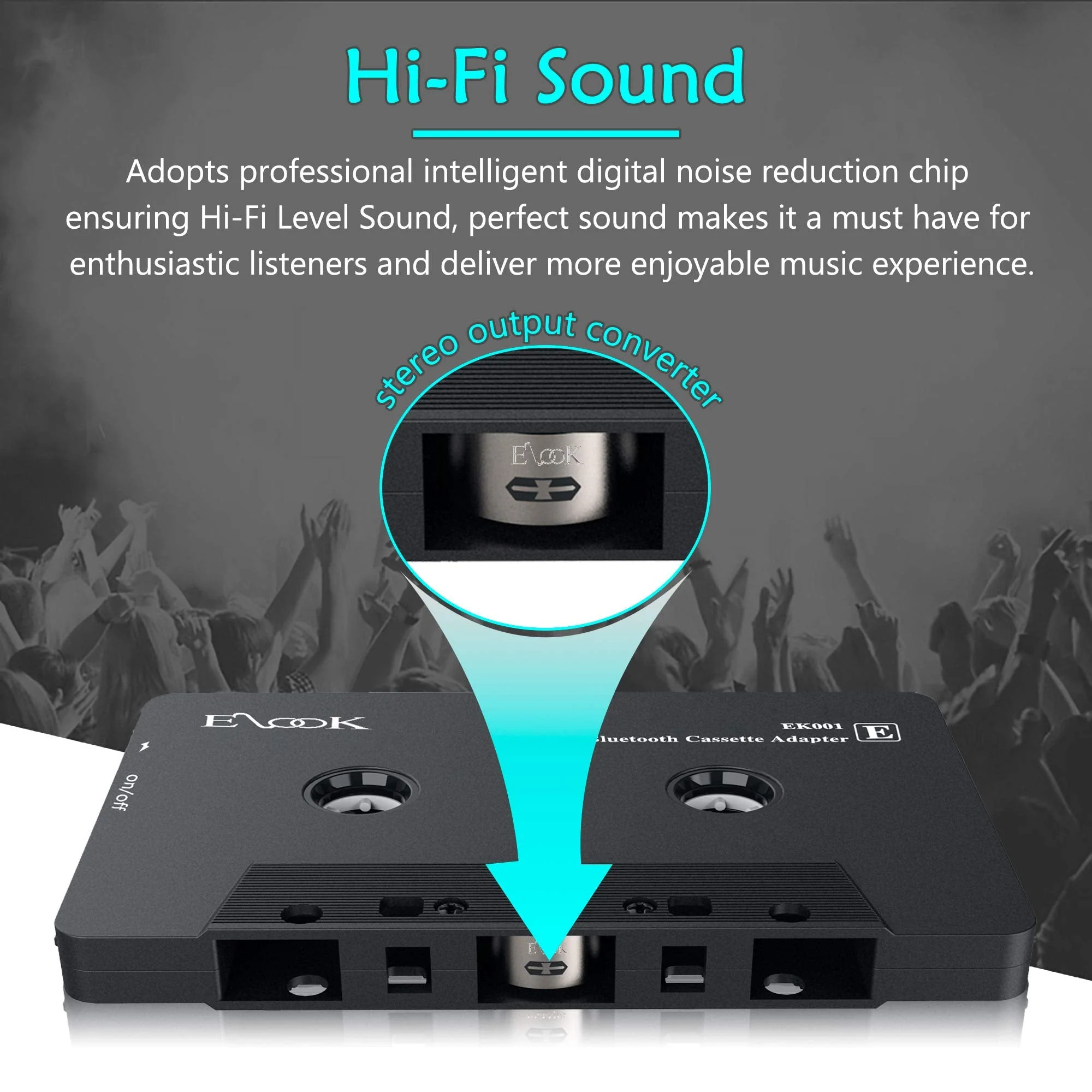 Elook Car Audio Receiver, Bluetooth Cassette Receiver Tape Aux Adapter Player with Bluetooth 5.0 - Image 3