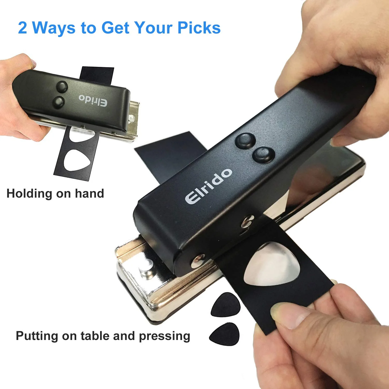 Elrido DIY Guitar Picks Maker Cutter Punch Tool Kit with 2 Pick Strips, Making Picks Create Custom Professional Plectrums for Guitar Players & Music Lovers - Unique Guitar Accessories Gift 1.5mm Black - Image 3