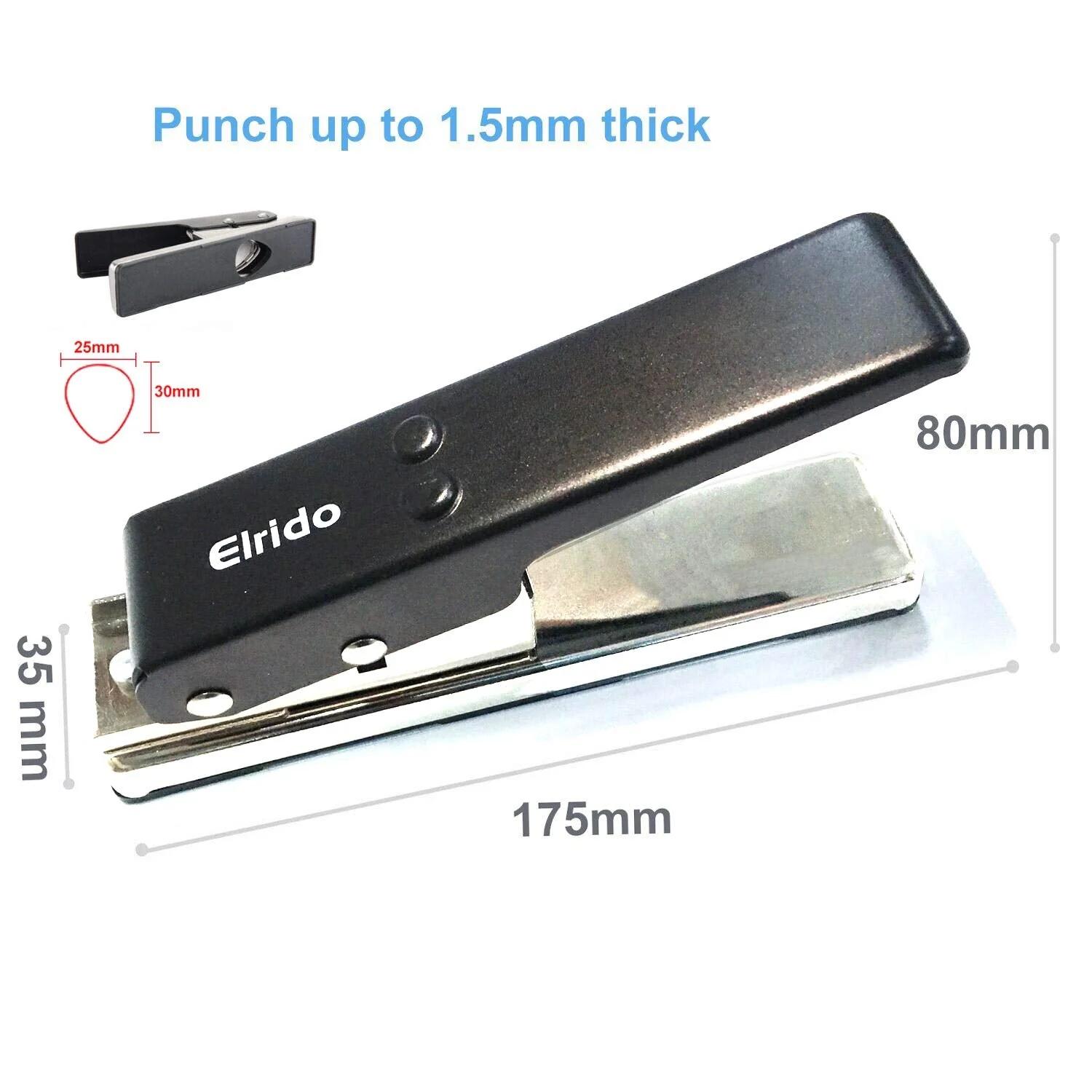 Elrido DIY Guitar Picks Maker Cutter Punch Tool Kit with 2 Pick Strips, Making Picks Create Custom Professional Plectrums for Guitar Players & Music Lovers - Unique Guitar Accessories Gift 1.5mm Black - Image 5