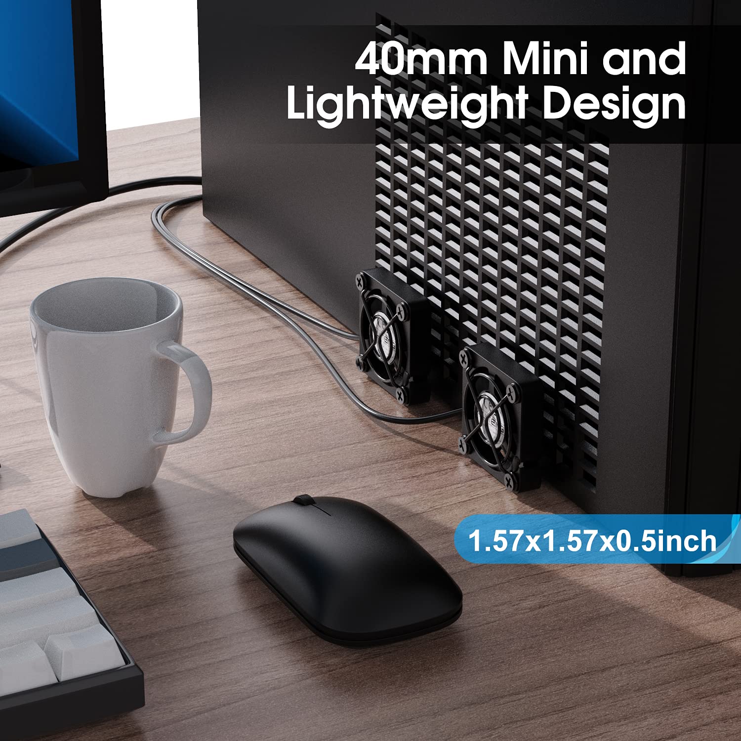 ELUTENG Dual 40mm USB Fan with 3 Speeds Adjustable 5V PC Fan Max 5500RPM 40mm * 40mm * 25mm Mini Case Fan Quiet Computer Fan Compatible for PC, TV Box, Router, Xbox, PlayStation - Image 2