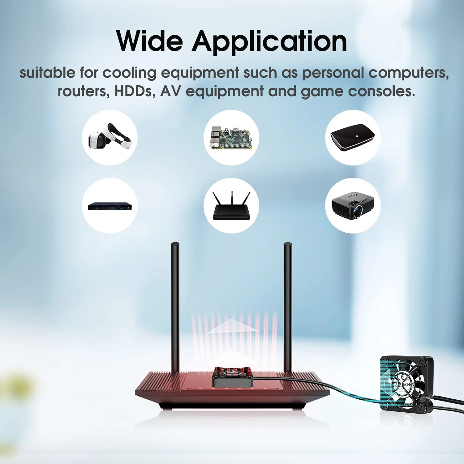 ELUTENG Dual 40mm USB Fan with 3 Speeds Adjustable 5V PC Fan Max 5500RPM 40mm * 40mm * 25mm Mini Case Fan Quiet Computer Fan Compatible for PC, TV Box, Router, Xbox, PlayStation - Image 5
