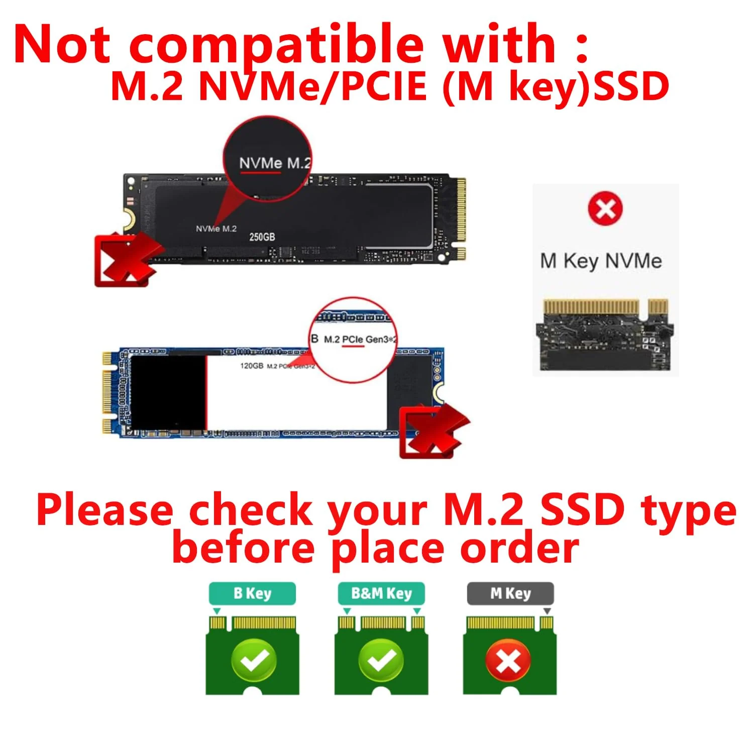 ELUTENG M.2 SATA to SATA Adapter (Not Support NVME/M.2 PCIE) MSATA and B Key/B&M Key M.2 NGFF SDD to 2.5" SATA III 2 in 1 Converter Supports MSATA/M.2 NGFF SSD Not for M Key M.2 NGFF/MSATA to SATA - Image 2